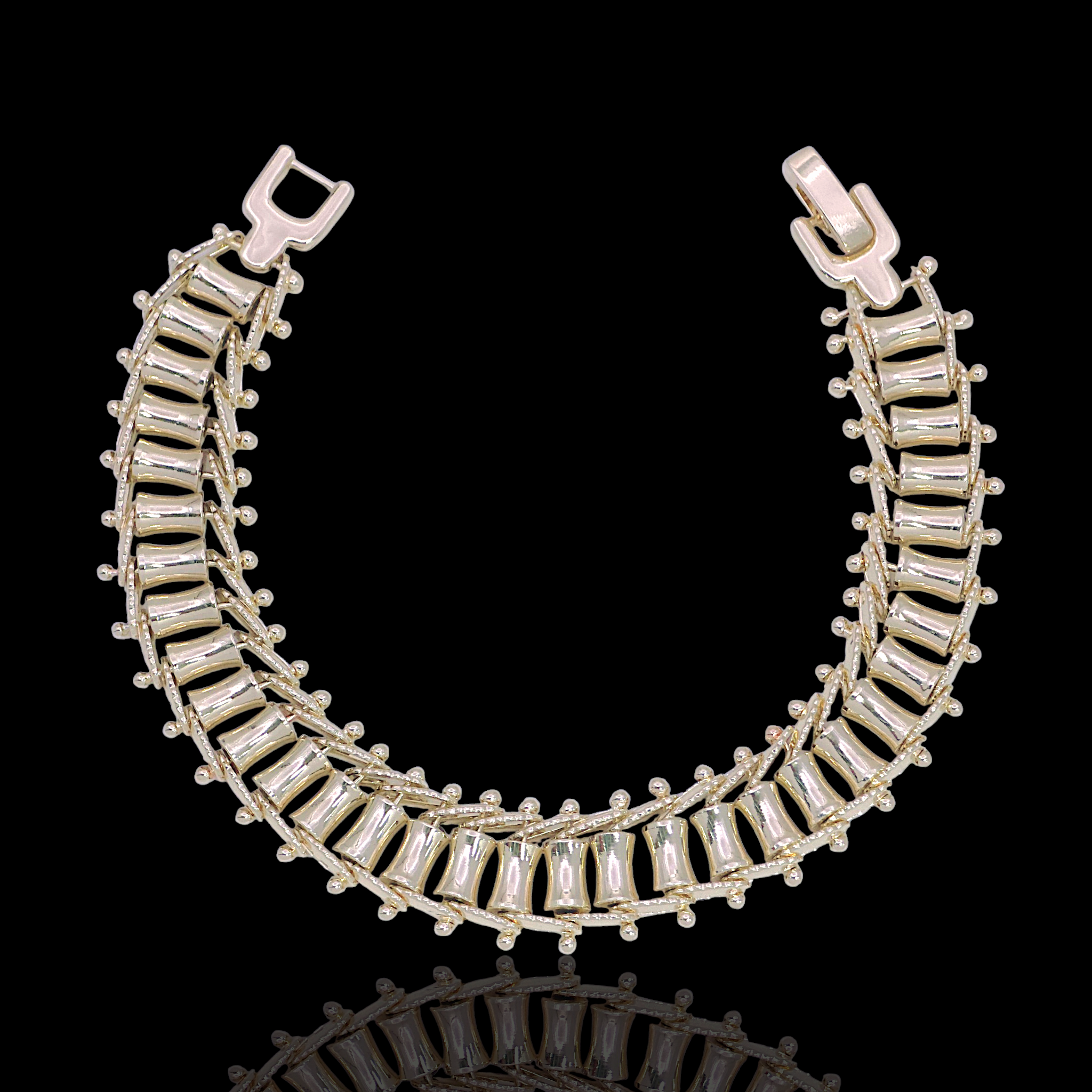 Oro Laminado Gold Filled Gilded Vase Bead Interlink Bracelet