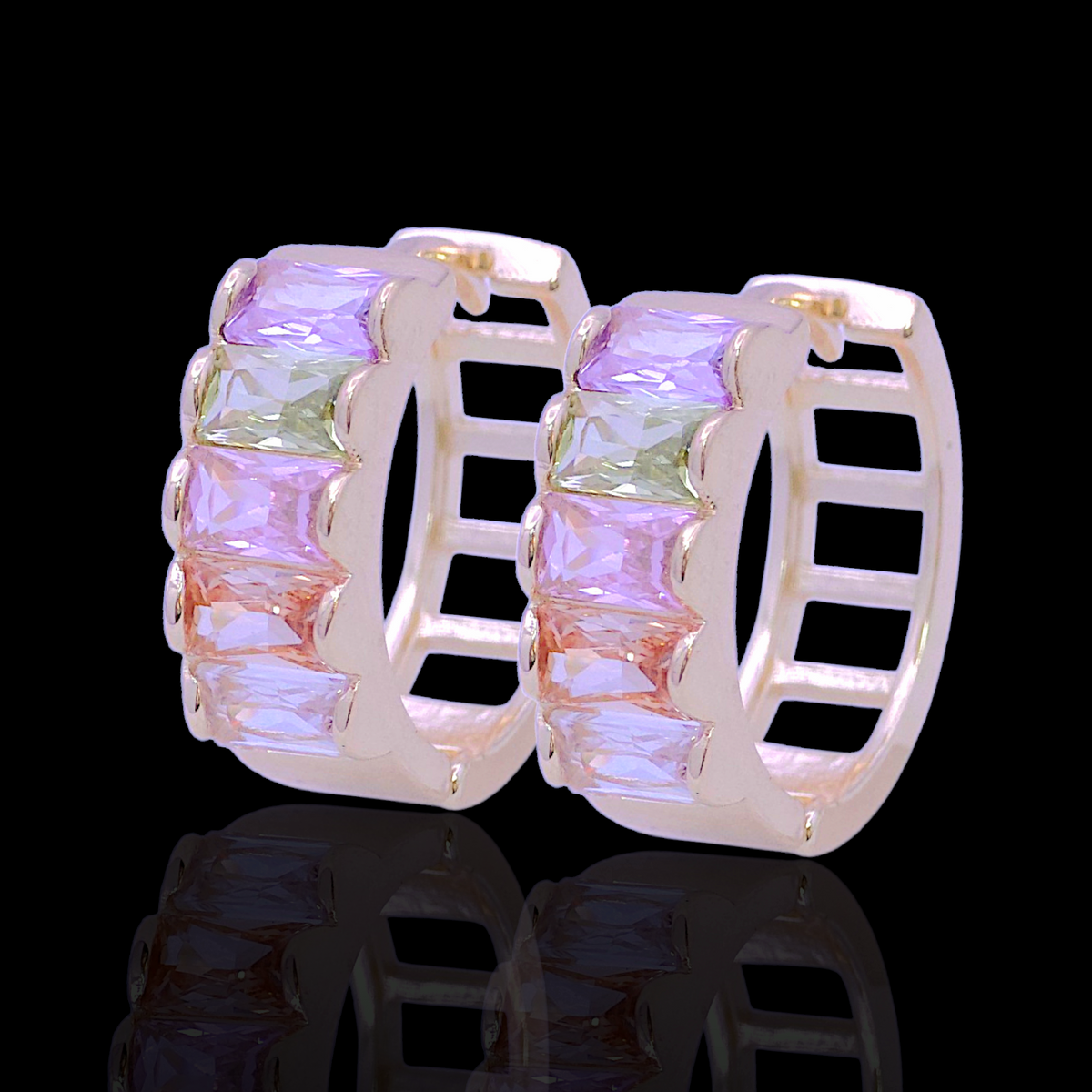 Oro Laminado Gold Filled Glowing Star Zirconia Earrings