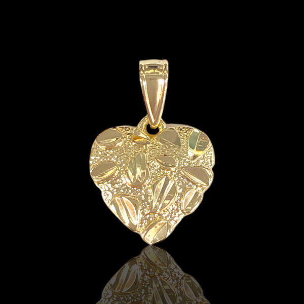 Oro Laminado Gold Filled Gold Nugget Heart Pendant