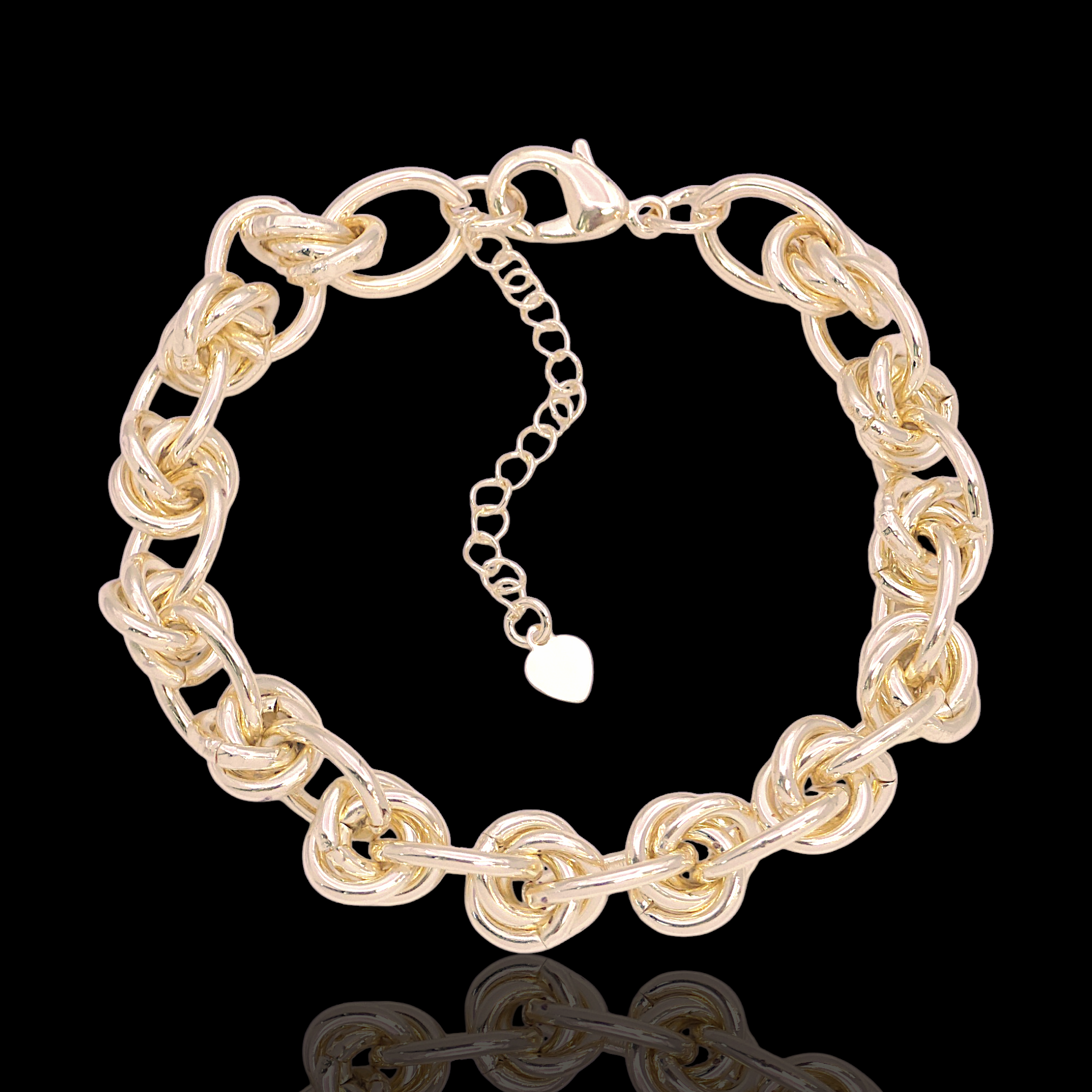 Oro Laminado Gold Filled Greece Key Knot Charm Bracelet 