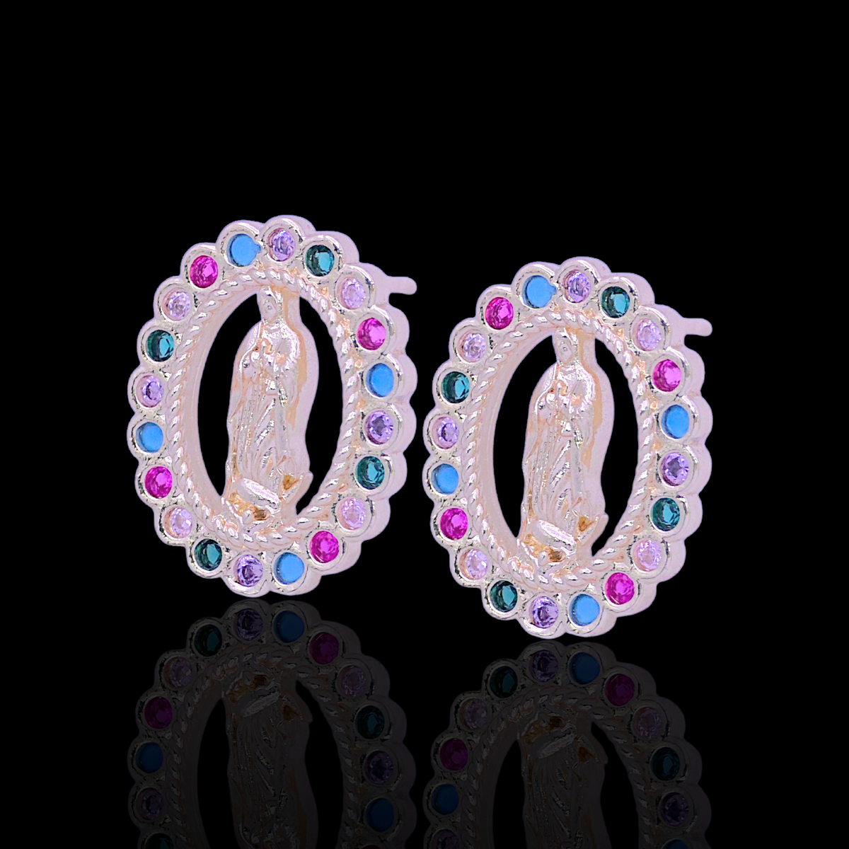 Oro Laminado Gold Filled Guadalupe Bezel CZ Earrings