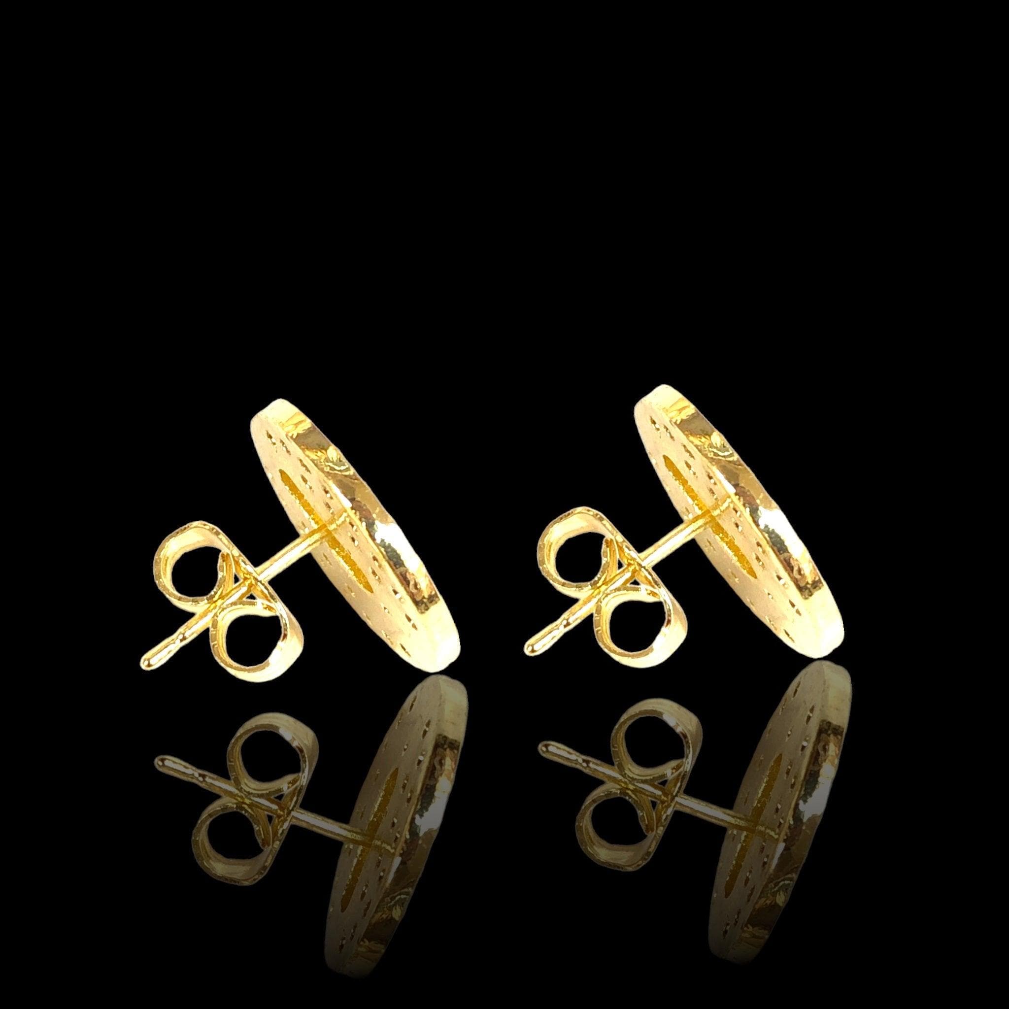 Oro Laminado Gold Filled Guadalupe CZ Round Stud Earrings