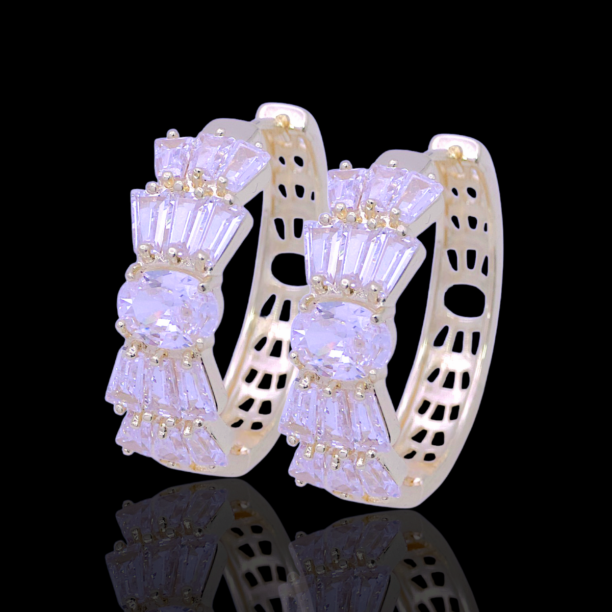 Oro Laminado Gold Filled Guiding Light CZ Hoop Earrings