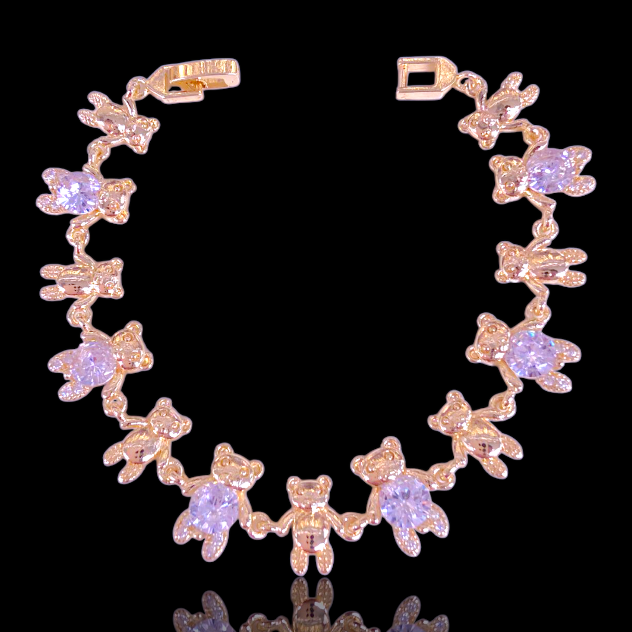 Oro Laminado Gold Filled Happy Teddy Bear Bracelet