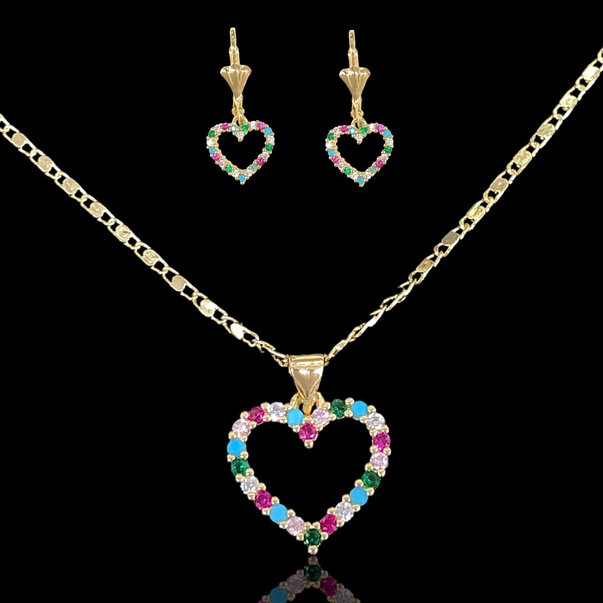 Oro Laminado Gold Filled Heart of Paris CZ Set