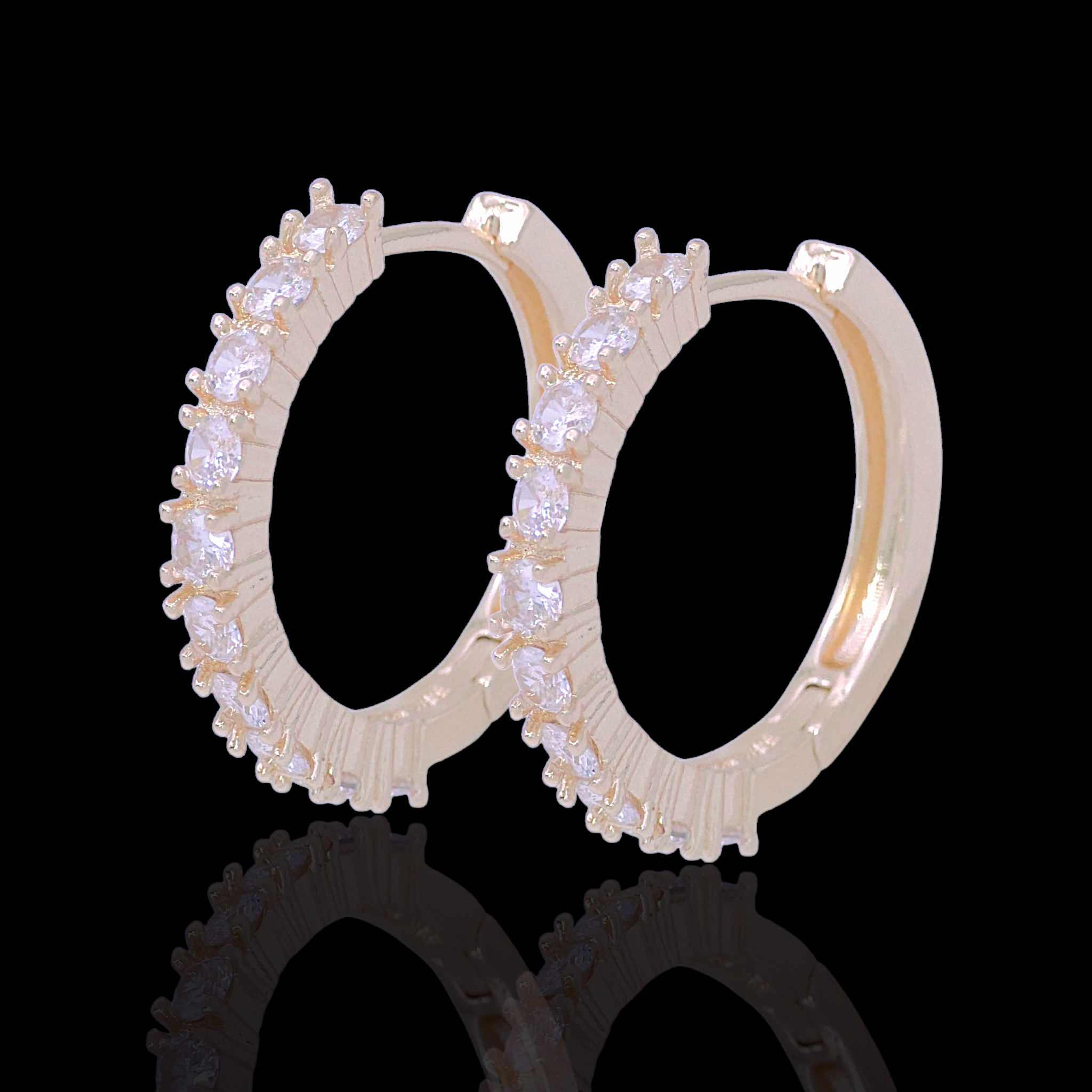 Oro Laminado Gold Filled Helen Zirconia Hoop Earrings