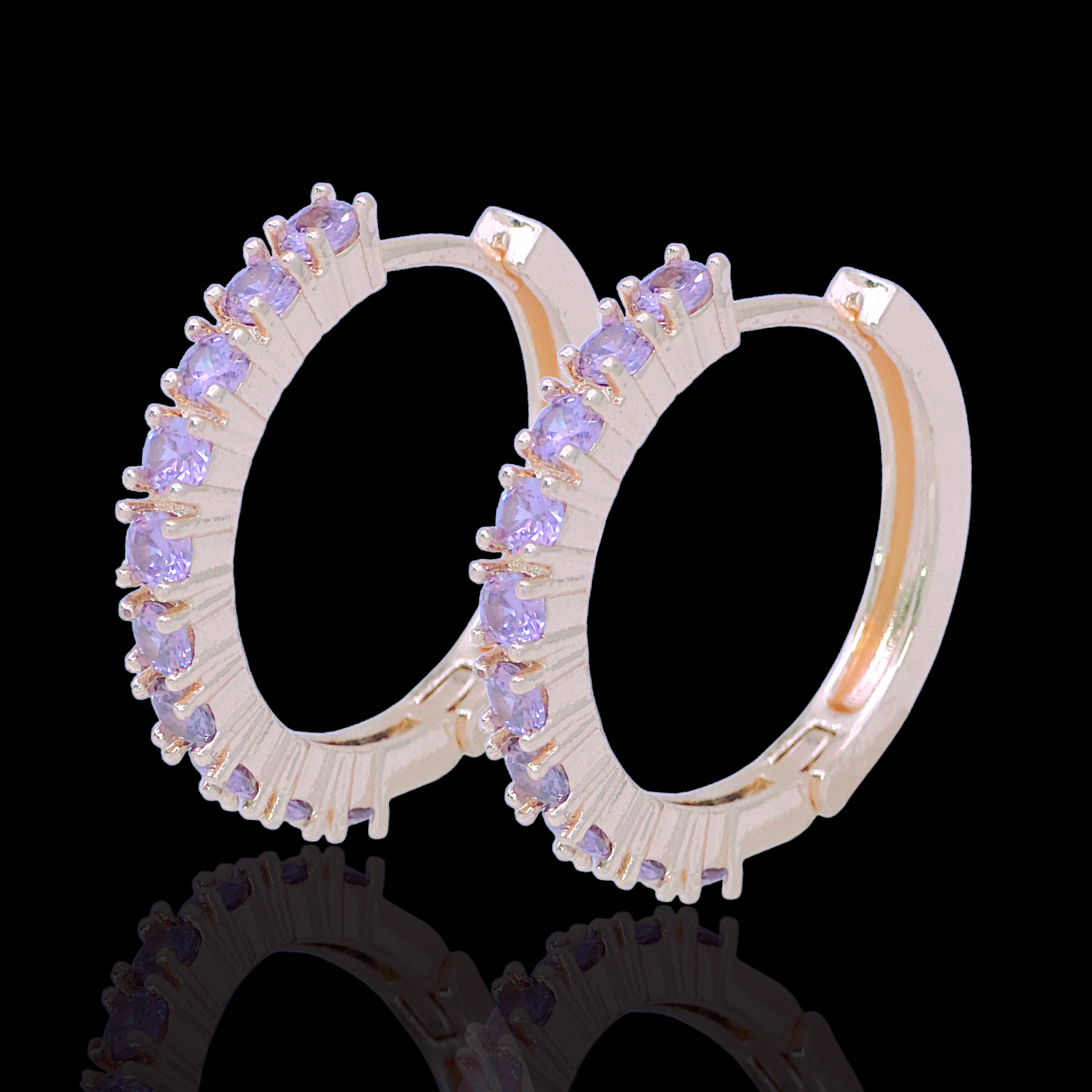 Oro Laminado Gold Filled Helen Zirconia Hoop Earrings