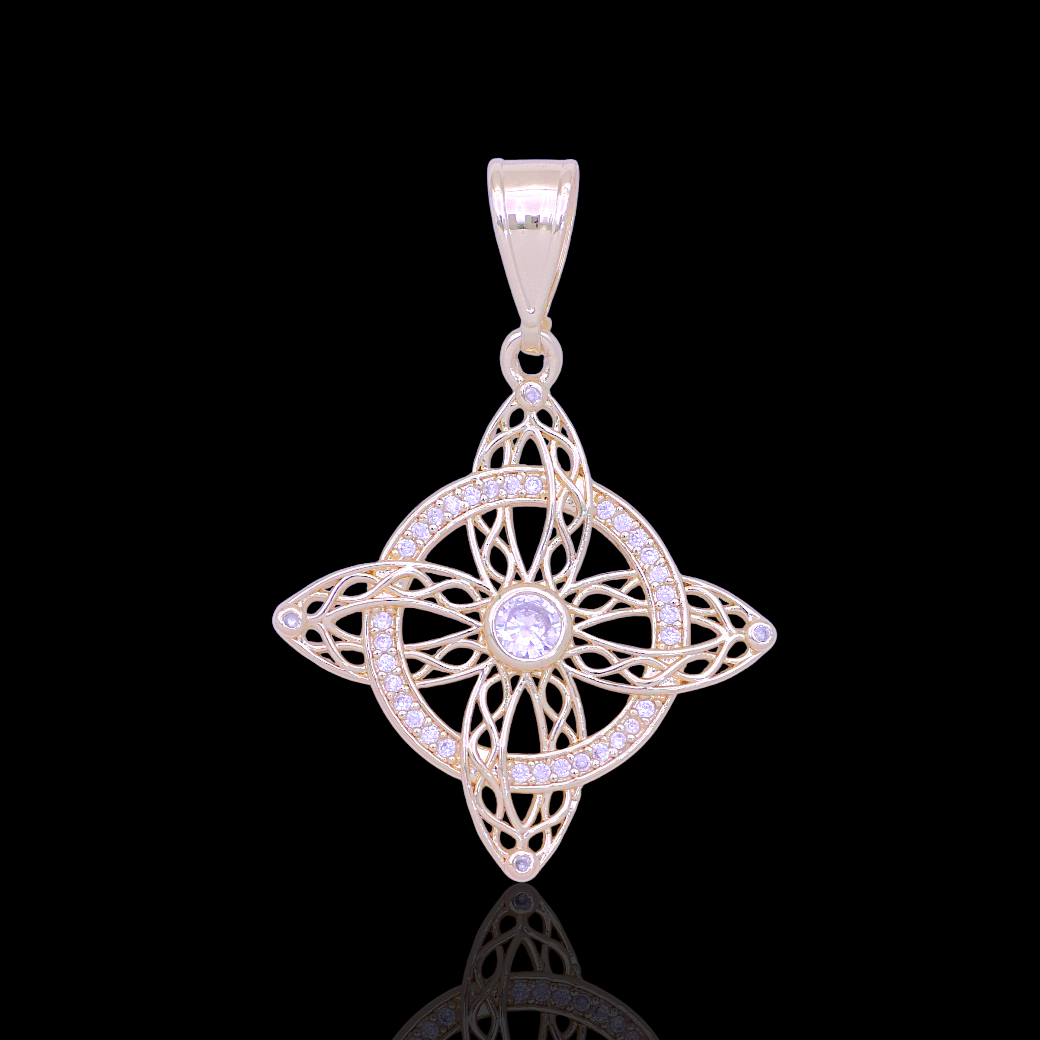 Oro Laminado Gold Filled Hexefus Witch's Knot Charm Pendant