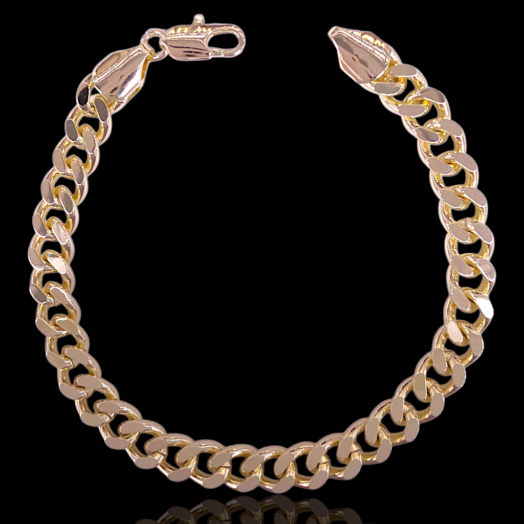 Oro Laminado Gold Filled High Polish Miami Cuban Bracelet 