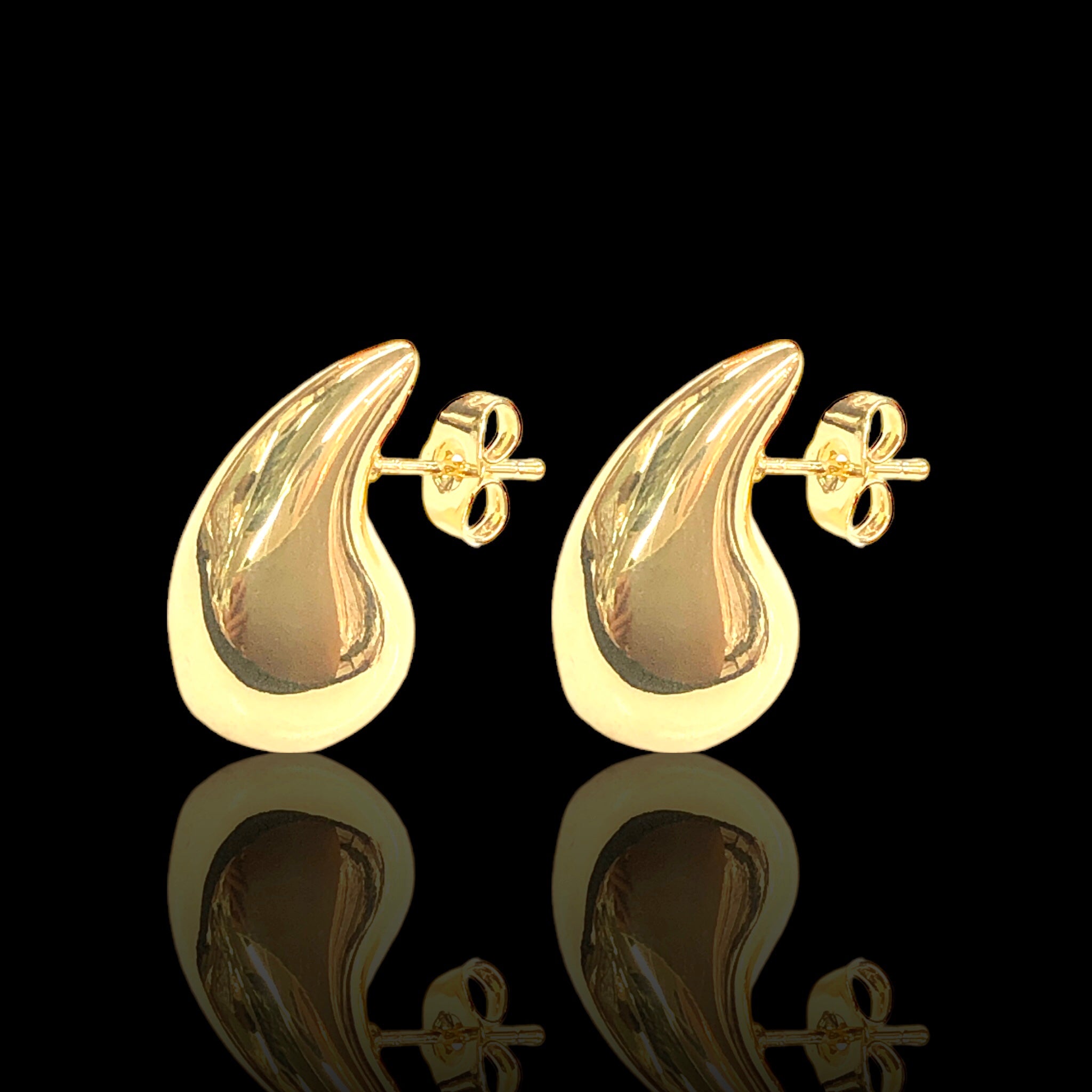 18K Gold Filled Hollow Raindrop Earrings KUANIA ORO LAMINADO
