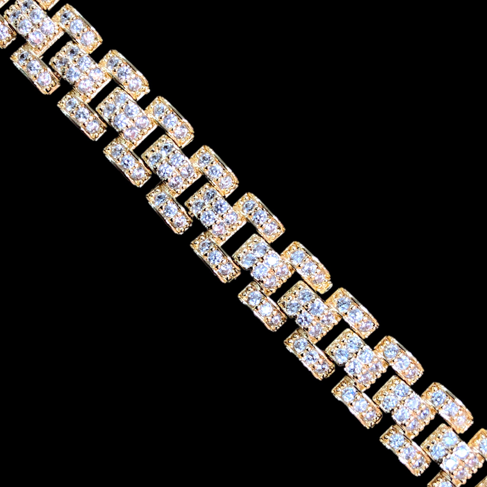 Oro Laminado Gold Filled Iced Out Rolx Style CZ Bracelet