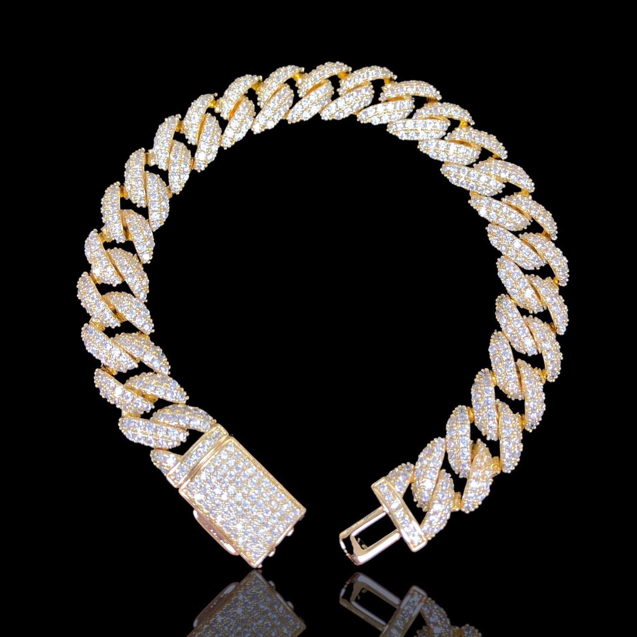 Oro Laminado Gold Filled Icy Miami Cuban Link CZ Bracelet