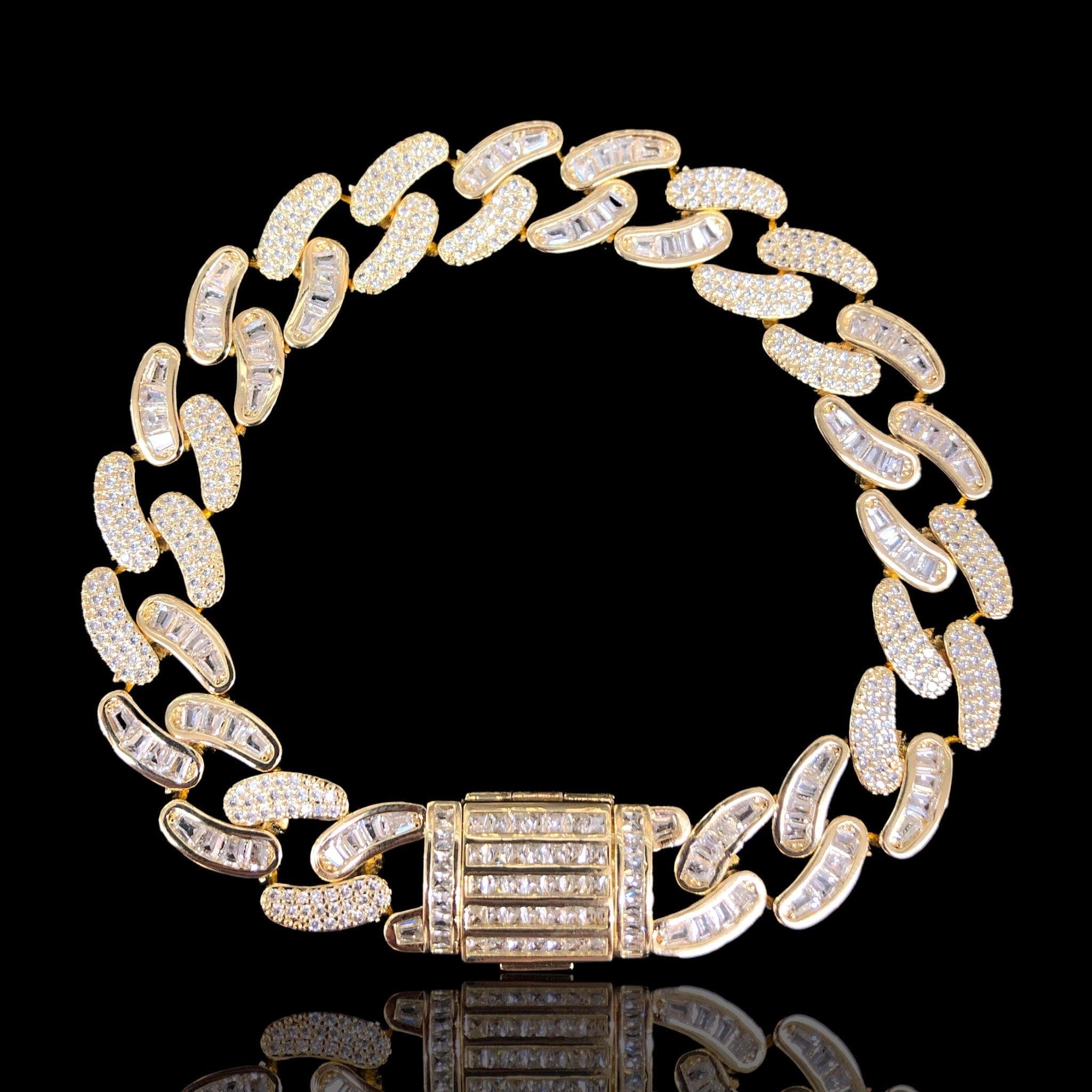 Oro Laminado Gold Filled Icy Milano Cuban Chain CZ Bracelet