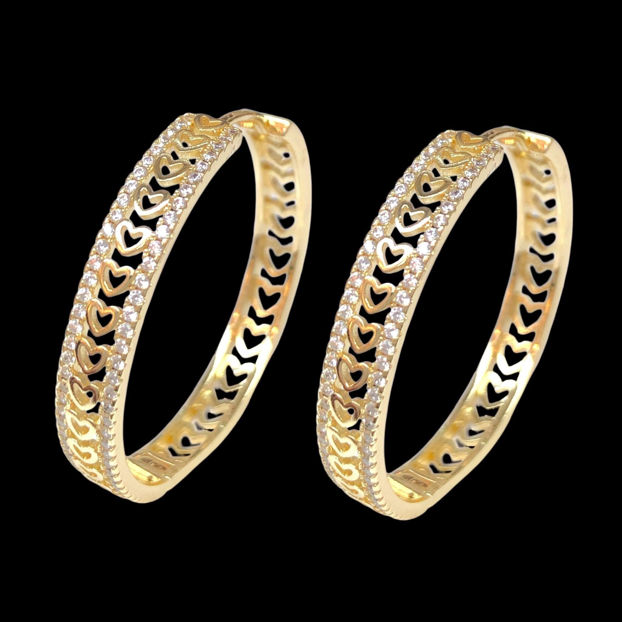 Oro Laminado Gold Filled Infinite Heart CZ Hoop Earrings