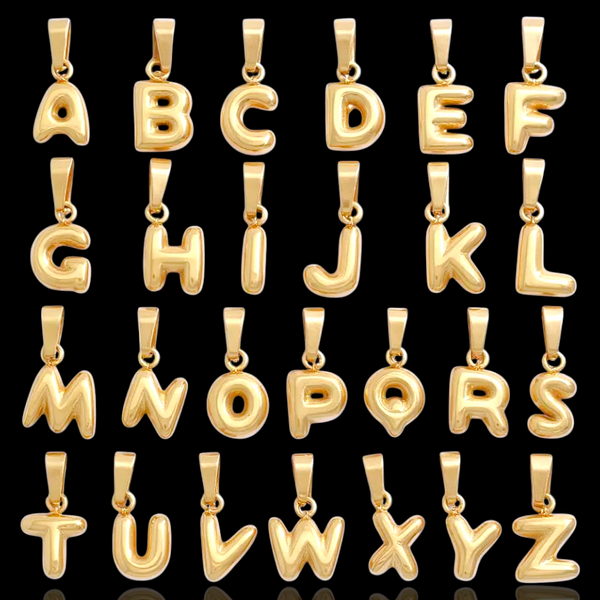 Oro Laminado Gold Filled Italia Bubble Letter Pendant Charms