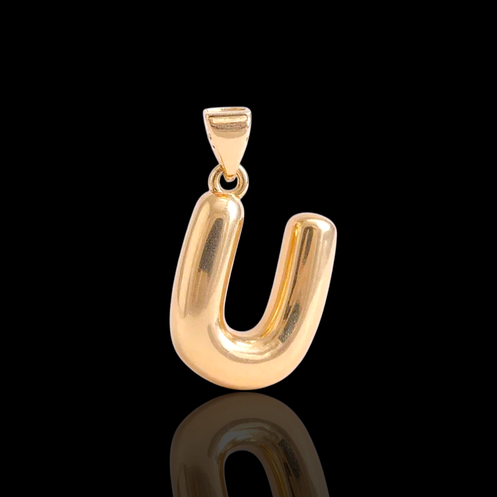 Oro Laminado Gold Filled Italia Bubble Letter Pendant Charms