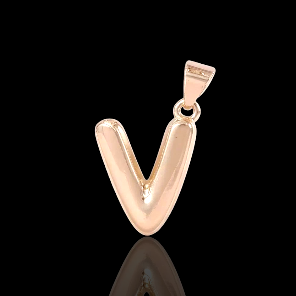 Oro Laminado Gold Filled Italia Bubble Letter Pendant Charms