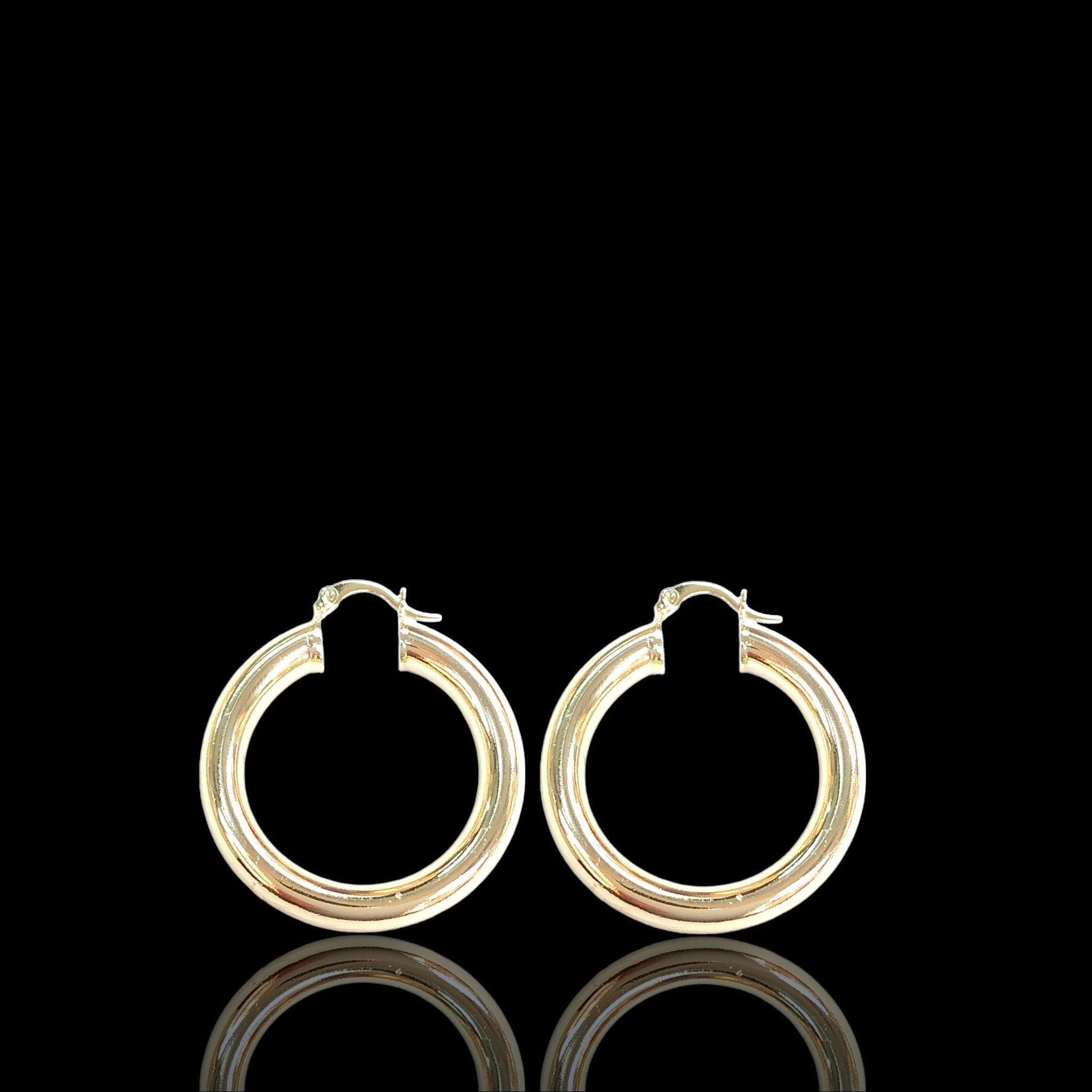Oro Laminado Gold Filled Italian 6mm Chunky Hoop Earrings