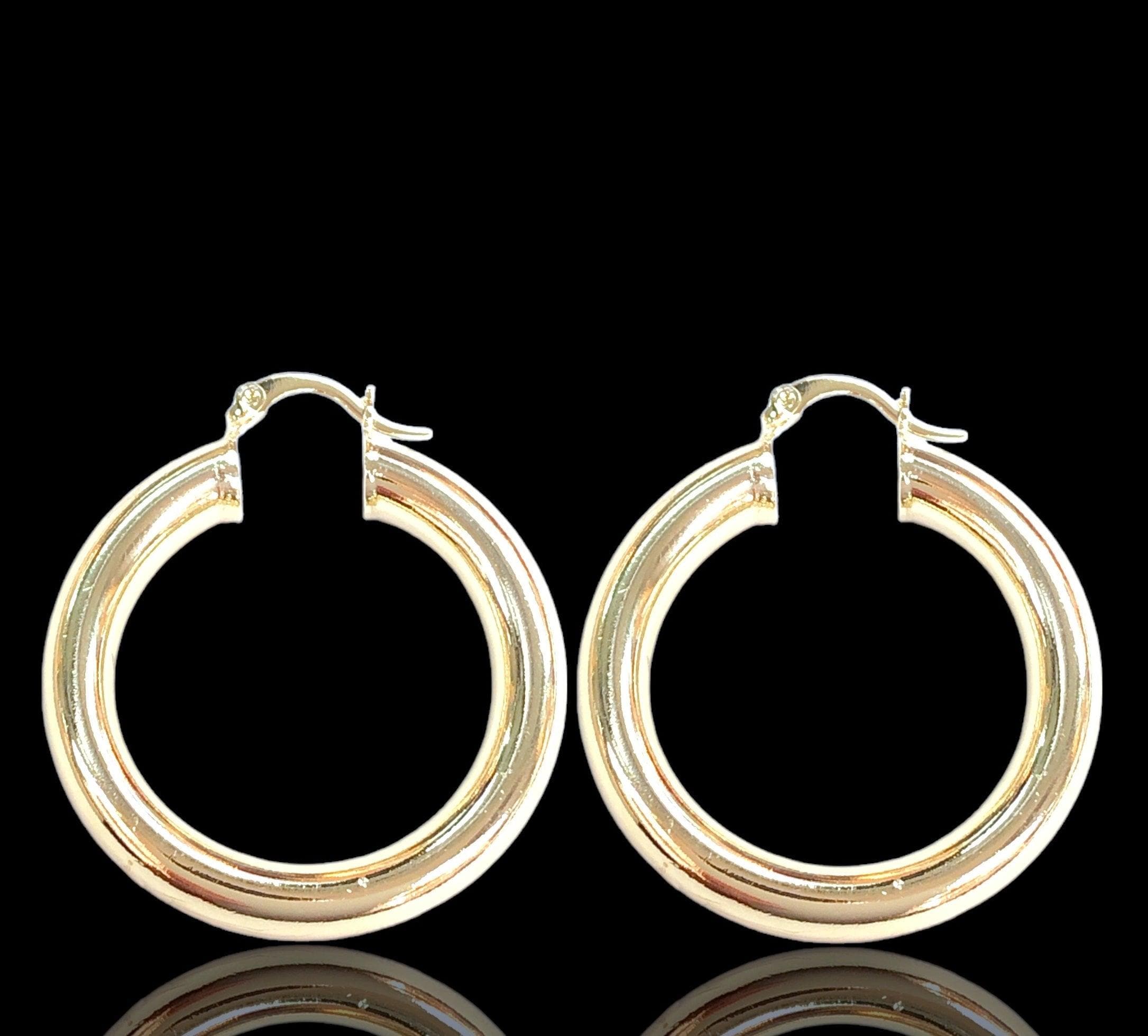 Oro Laminado Gold Filled Italian 6mm Chunky Hoop Earrings