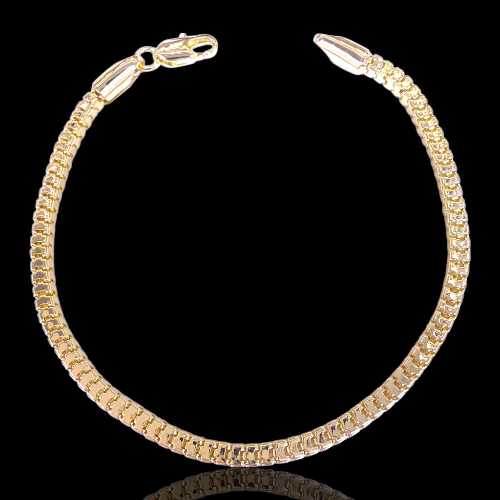 Oro Laminado Gold Filled Italian Box Chain Bracelet 
