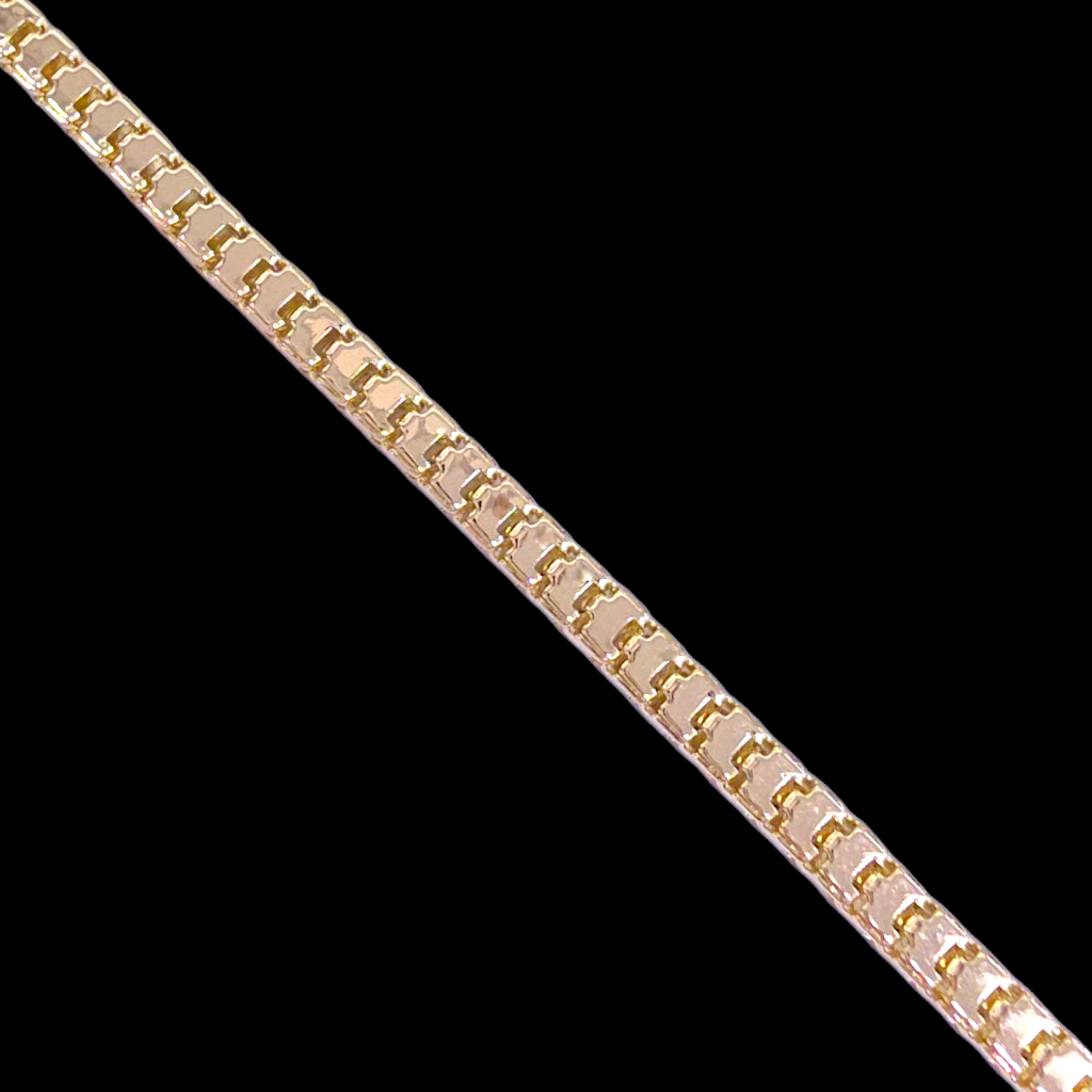Oro Laminado Gold Filled Italian Box Chain Bracelet 
