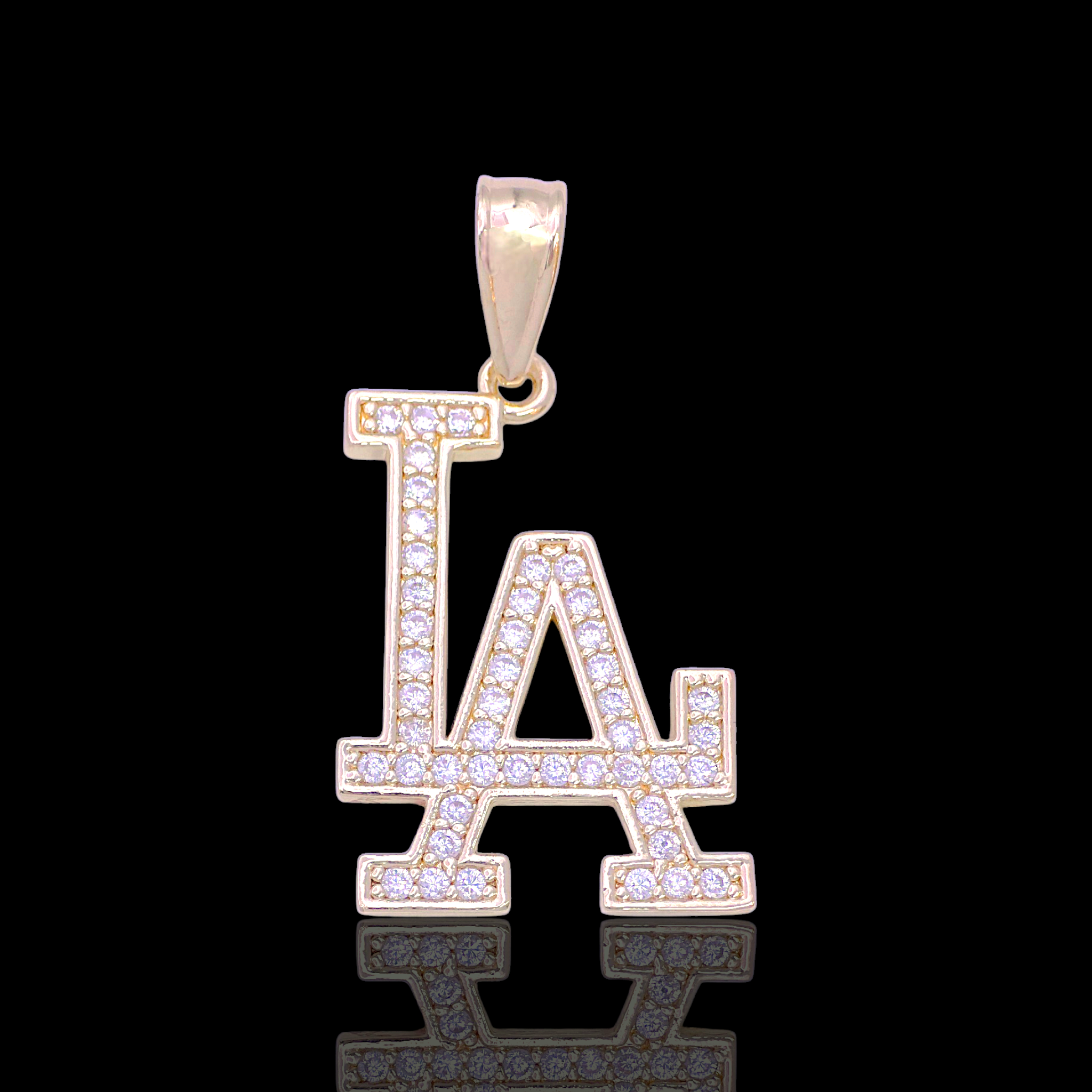Oro Laminado Gold Filled LA Los Angeles Zirconia Pendant