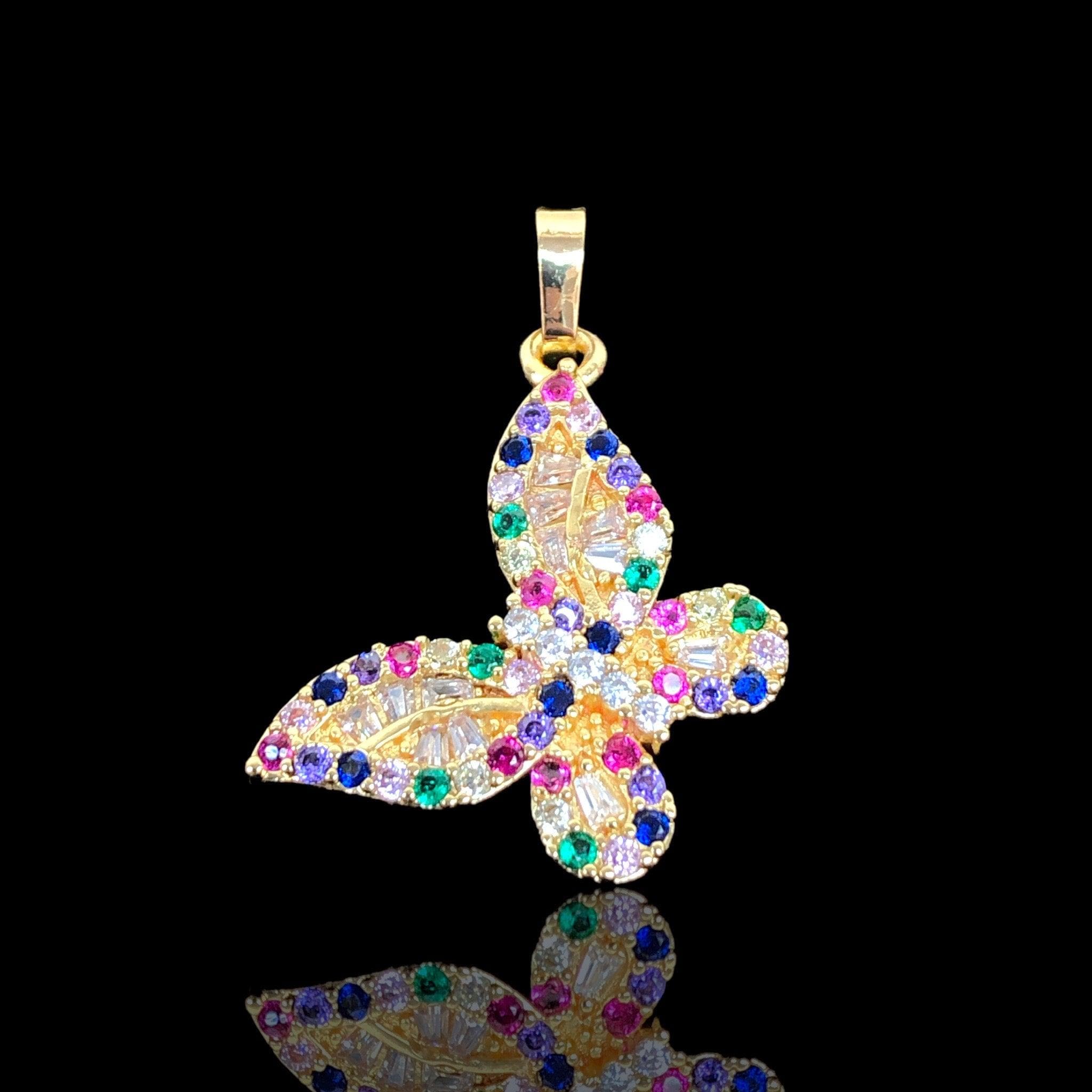Oro Laminado Gold Filled Lumina Zirconia Butterfly Pendant