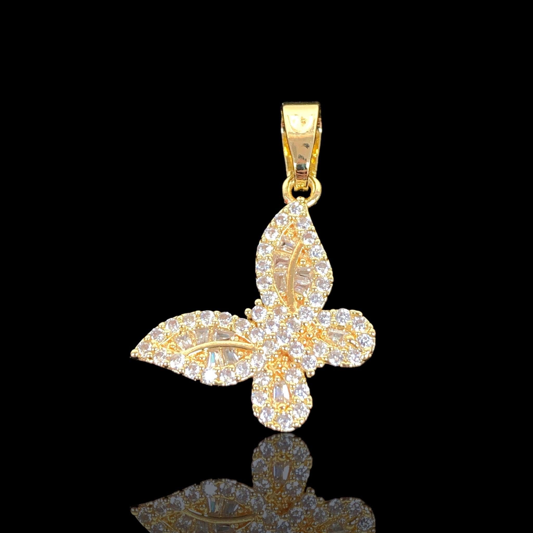 Oro Laminado Gold Filled Lumina Zirconia Butterfly Pendant