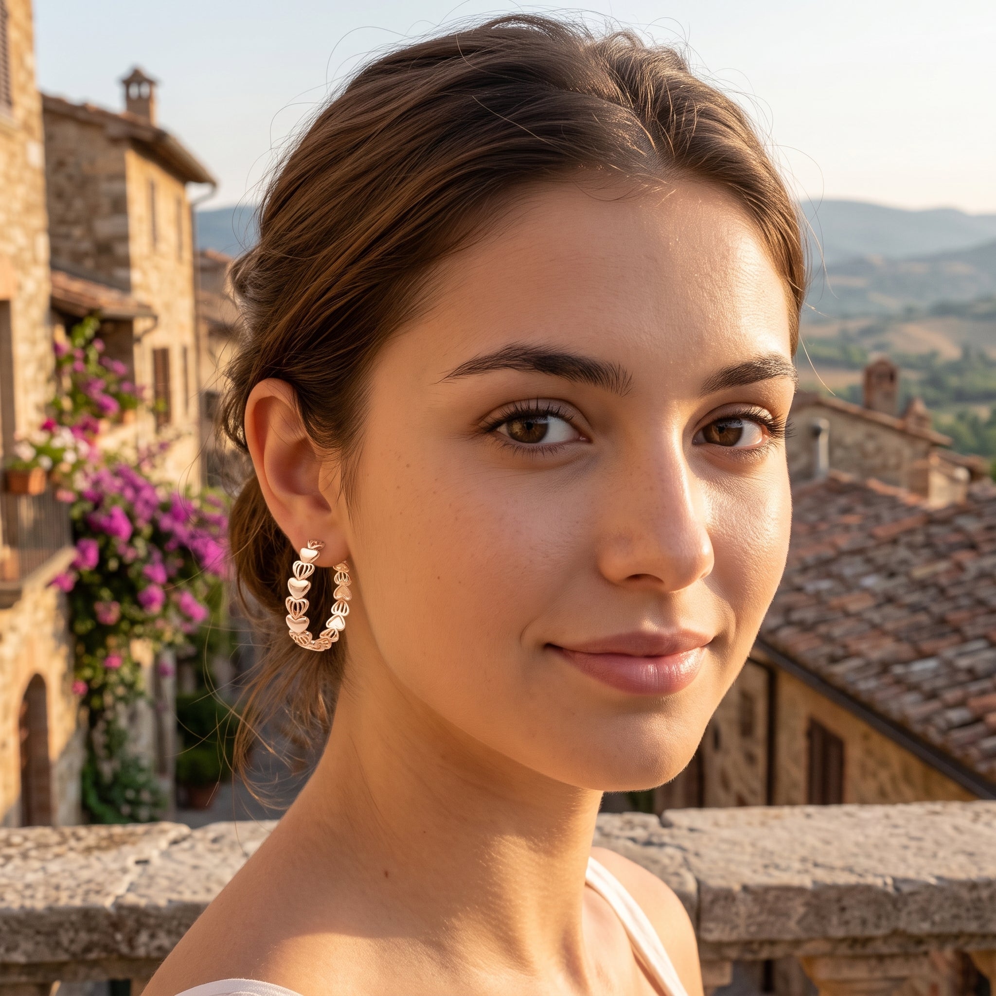 Oro Laminado Gold Filled Luxe Venice Heart Hoop Earrings