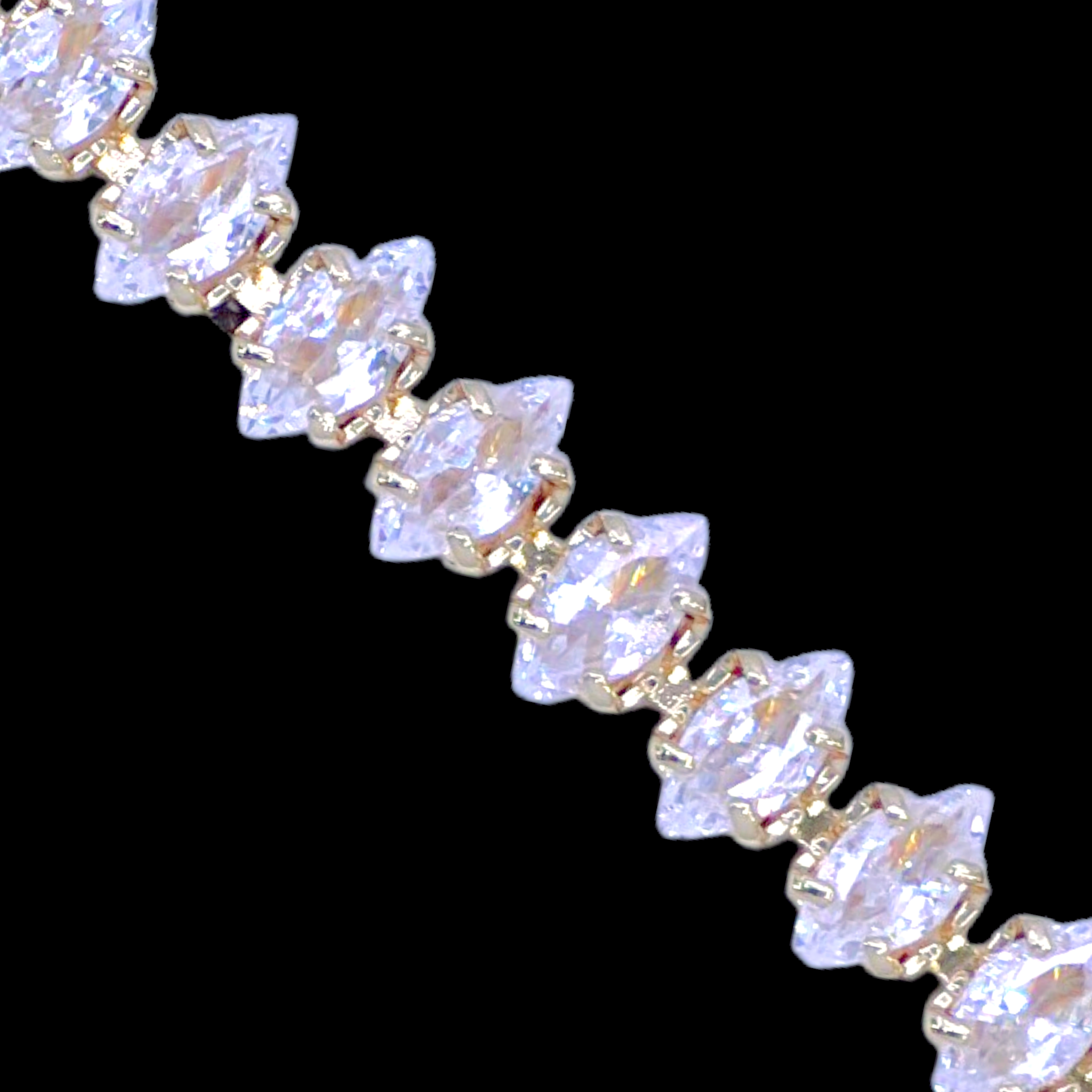 Oro Laminado Gold Filled Marquise Cut CZ Tennis Bracelet