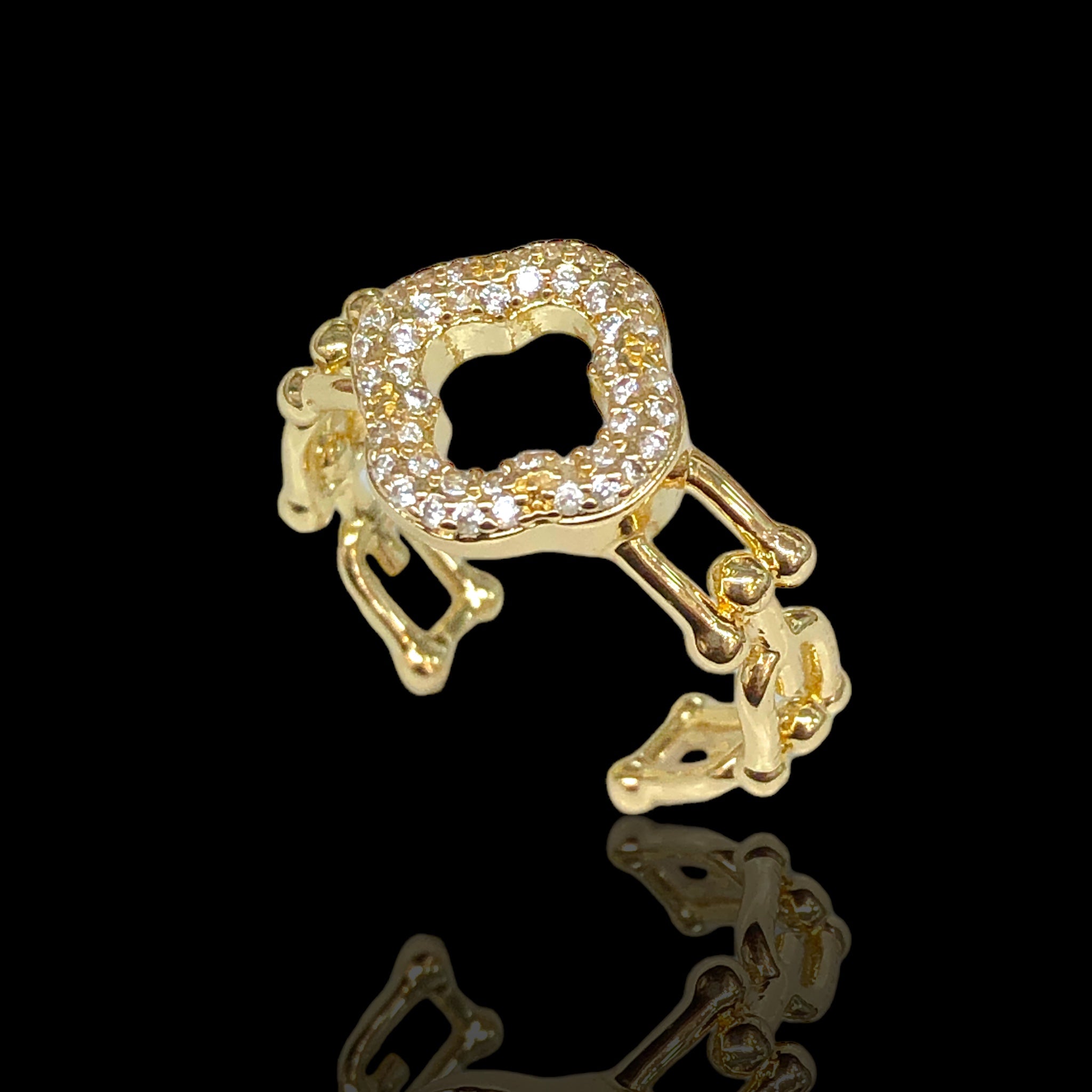 Oro Laminado Gold Filled Milano Clover Adjustable Ring