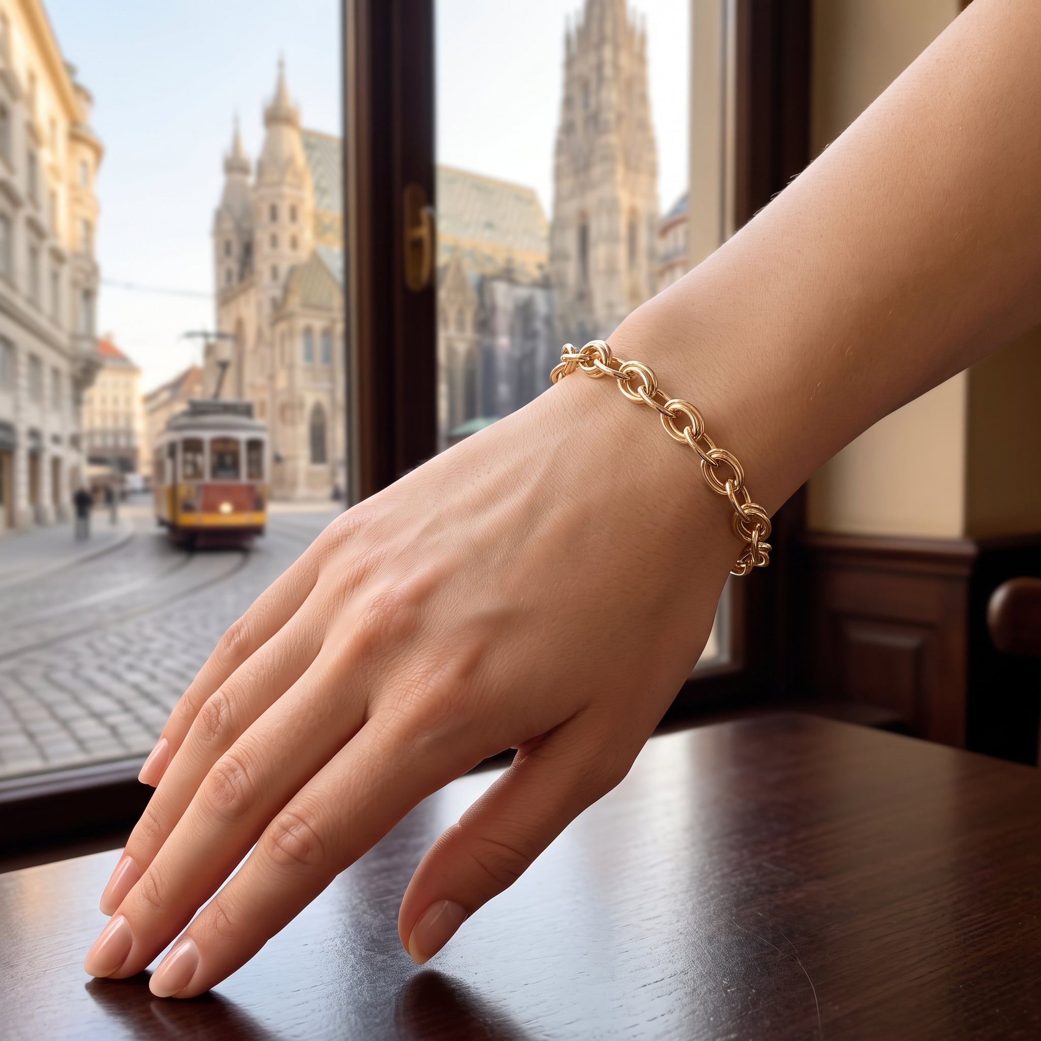Oro Laminado Gold Filled Milano Interlink Charm Bracelet