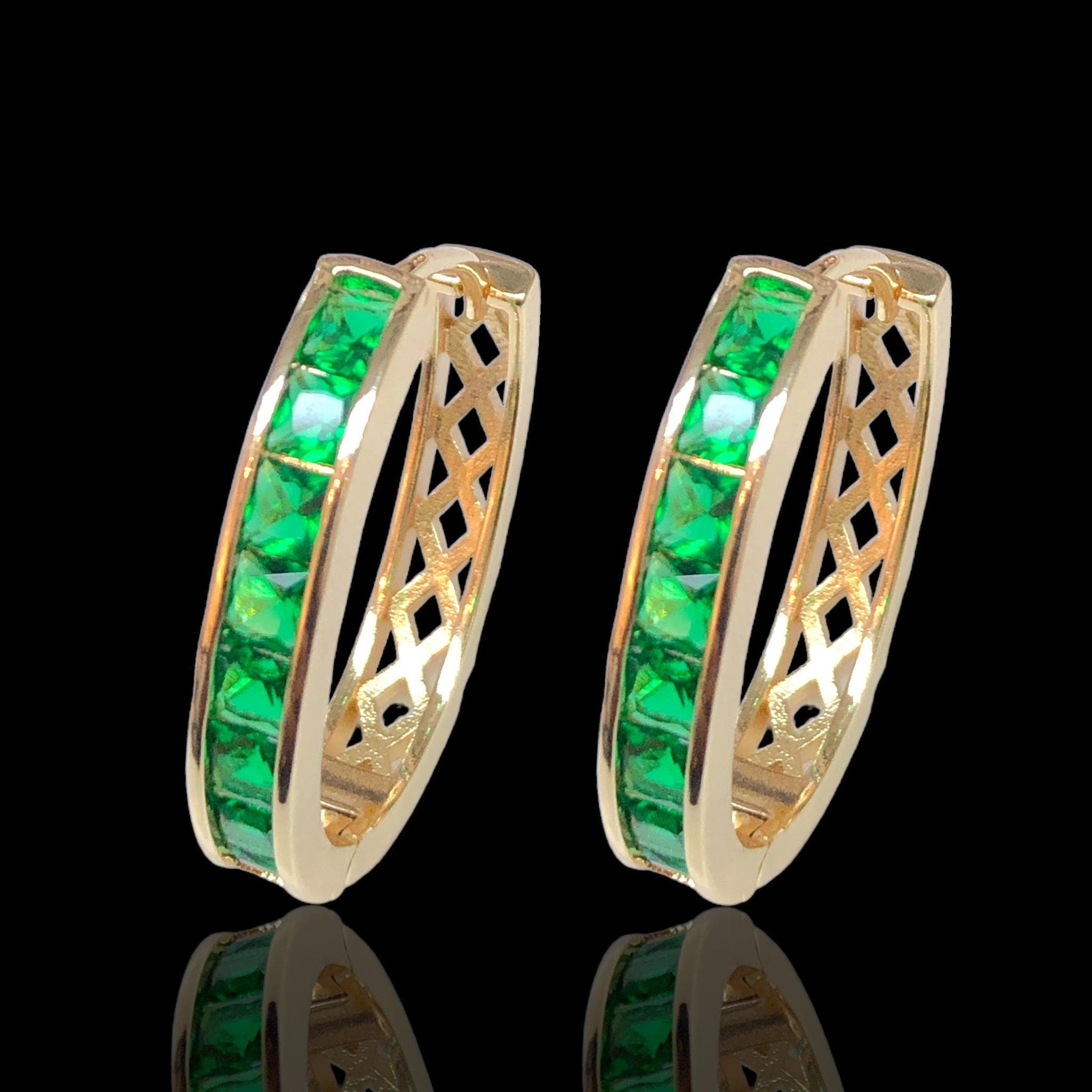 Oro Laminado Gold Filled Milano Oval Zirconia Hoop Earrings