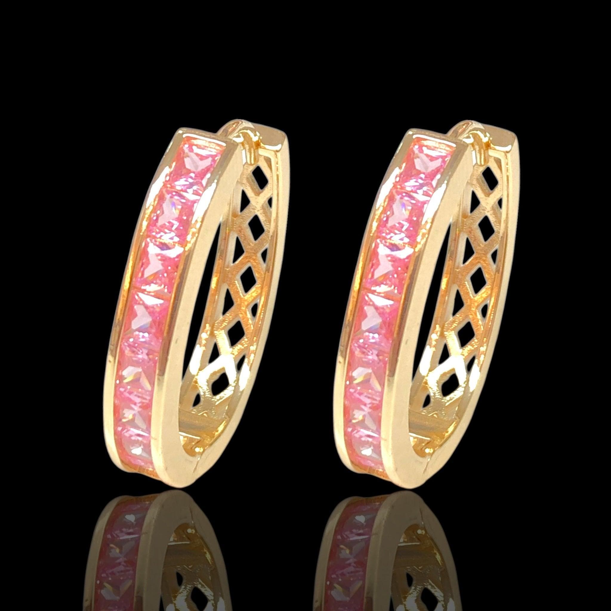 Oro Laminado Gold Filled Milano Oval Zirconia Hoop Earrings