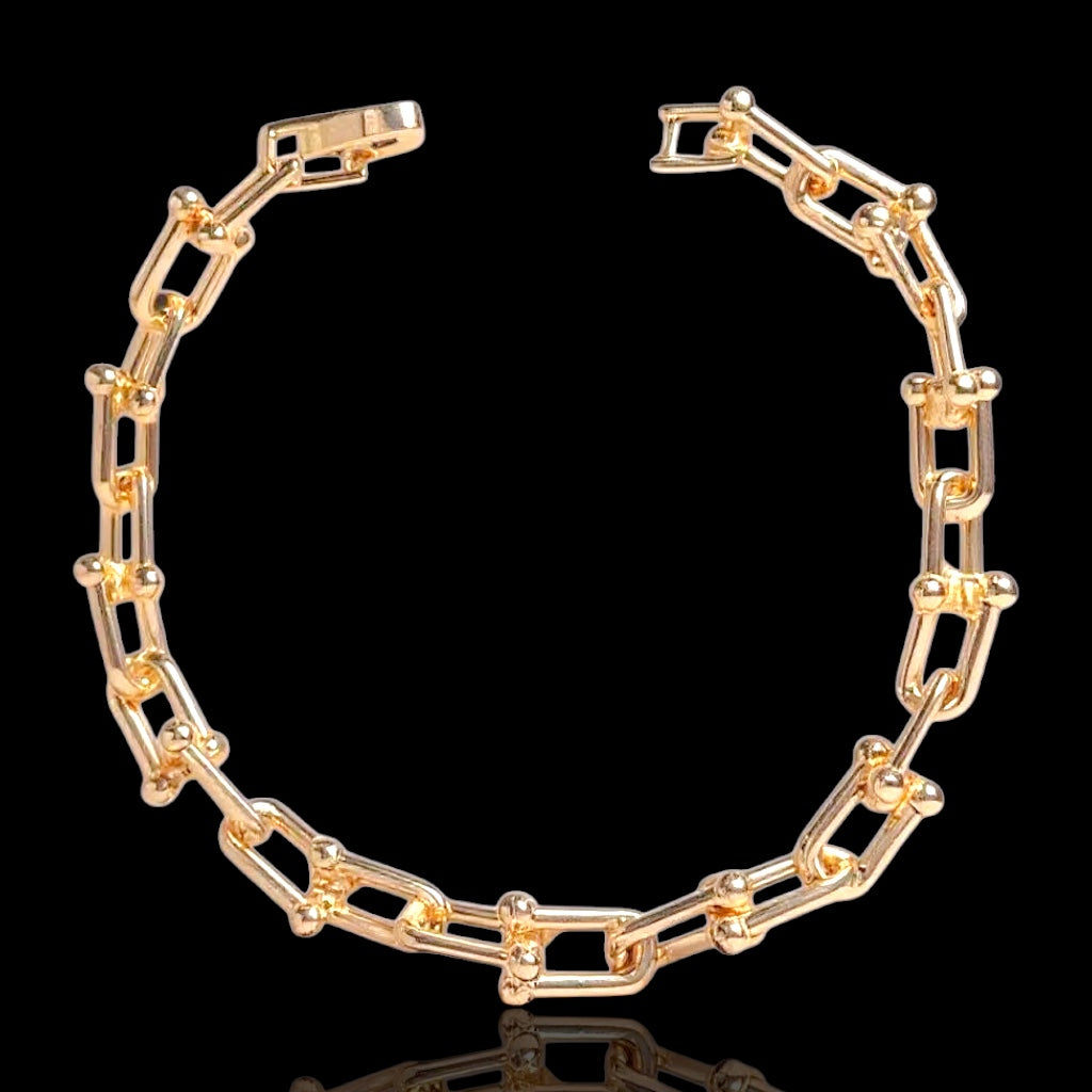 Oro Laminado Gold Filled Milano Style U-Link Bracelet