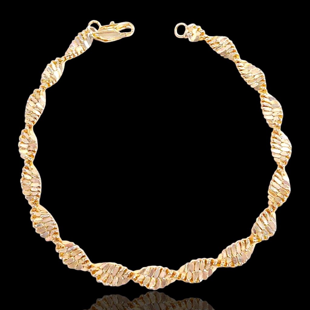 Oro Laminado Gold Filled Milano Woven Spirl Chain Bracelet