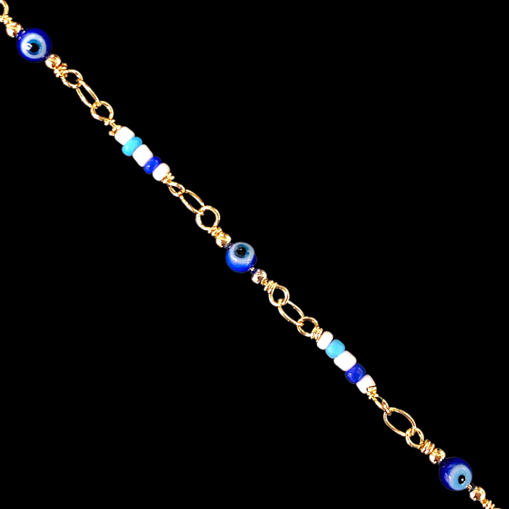 18K Gold Filled Mini Evil Eyes Anklet