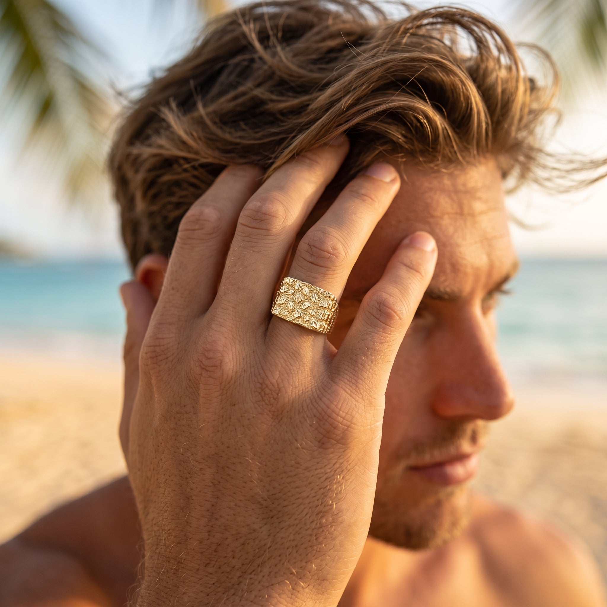 Oro Laminado Gold Filled Napoleon Men's Royal Nugget Ring