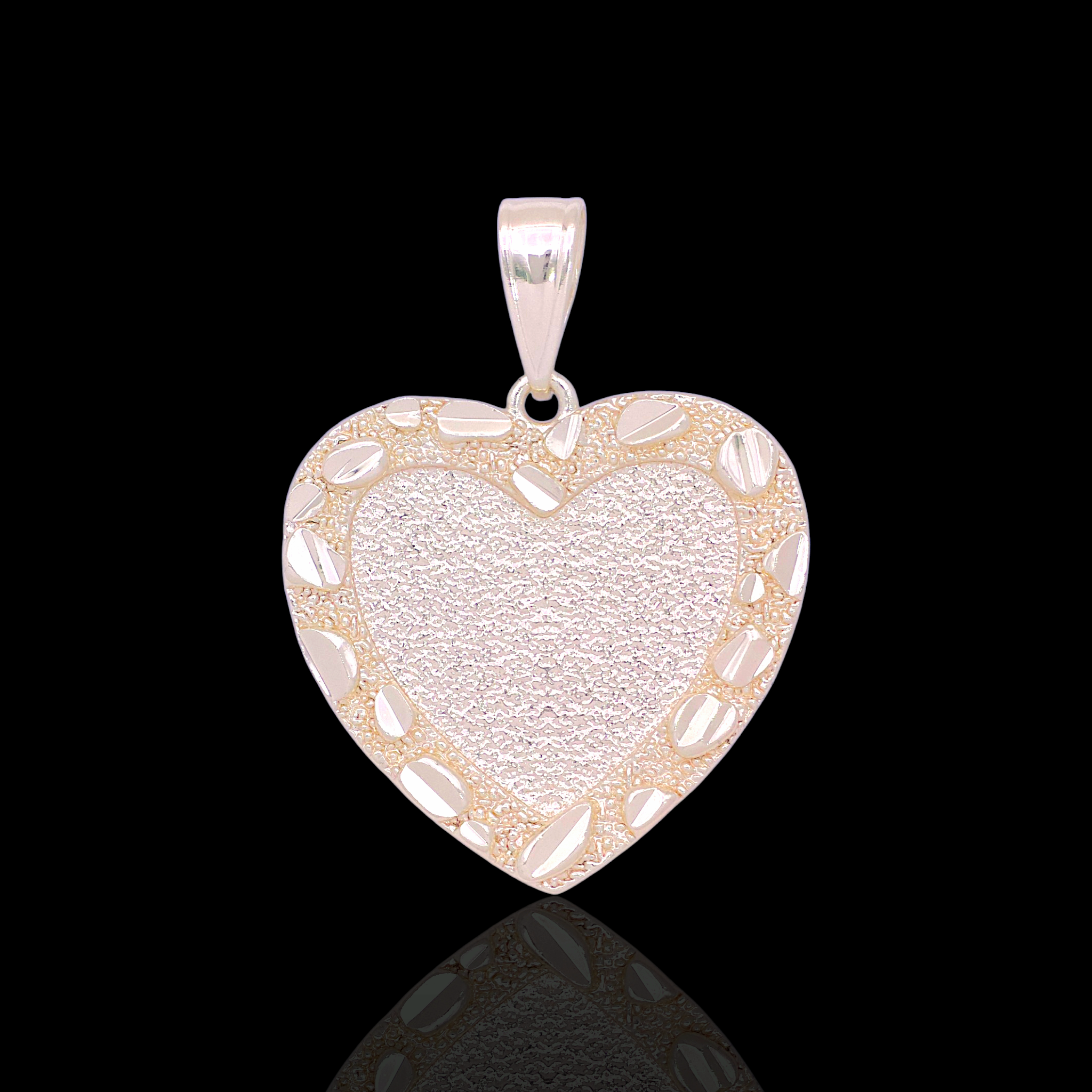 Oro Laminado Gold Filled Nugget Heart Mirror Pendant