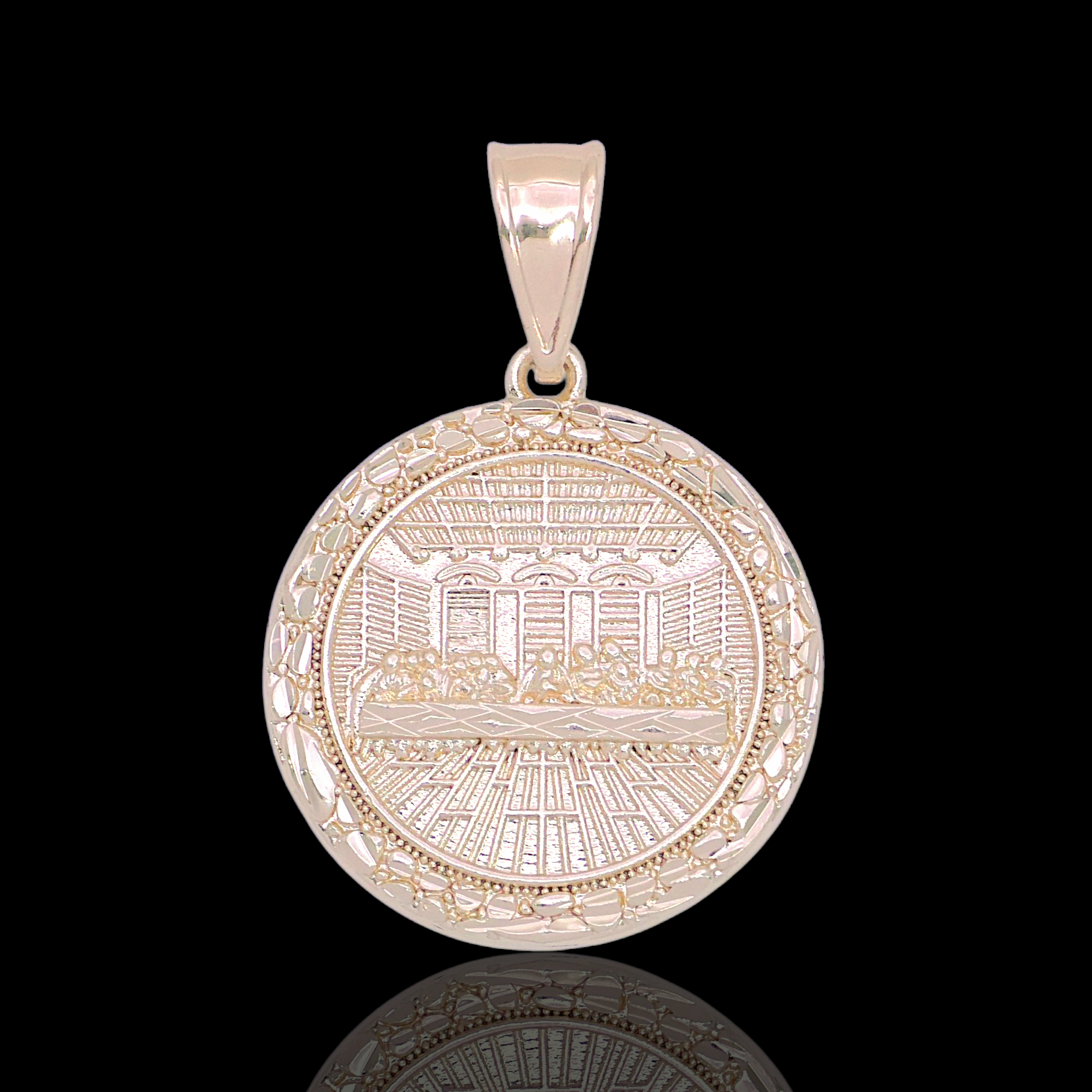 Oro Laminado Gold Filled Nugget Last Supper Pendant