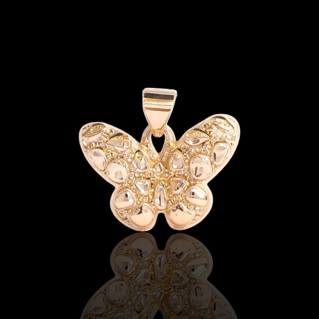 Oro Laminado Gold Filled Nugget Moroccan Butterfly Pendant
