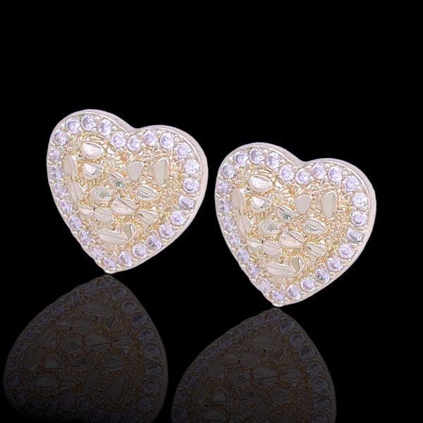 Oro Laminado Gold Filled Paris Nugget Heart Stud Earrings