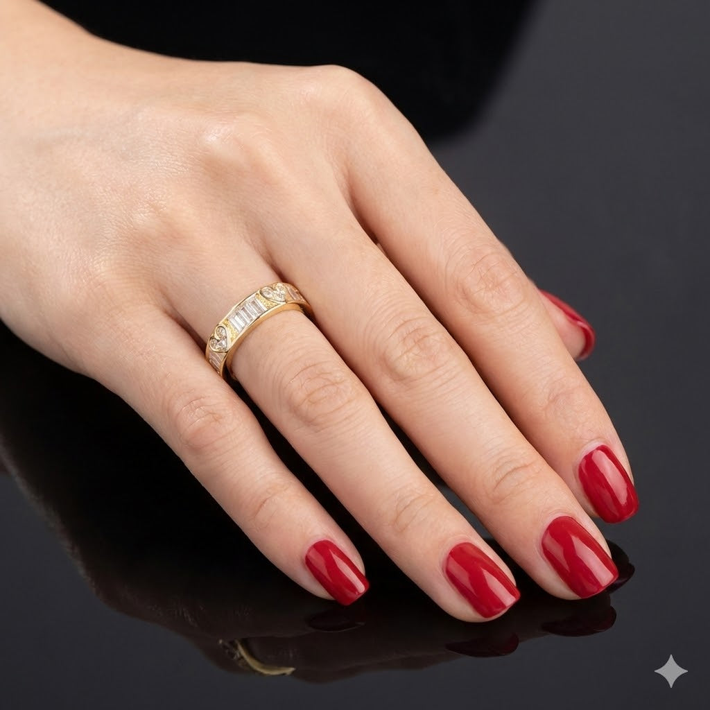 Oro Laminado Gold Filled Parisian Amor Heart CZ Ring