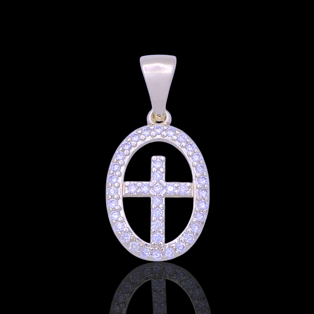 Oro Laminado Gold Filled Pave Halo Cross CZ Pendant