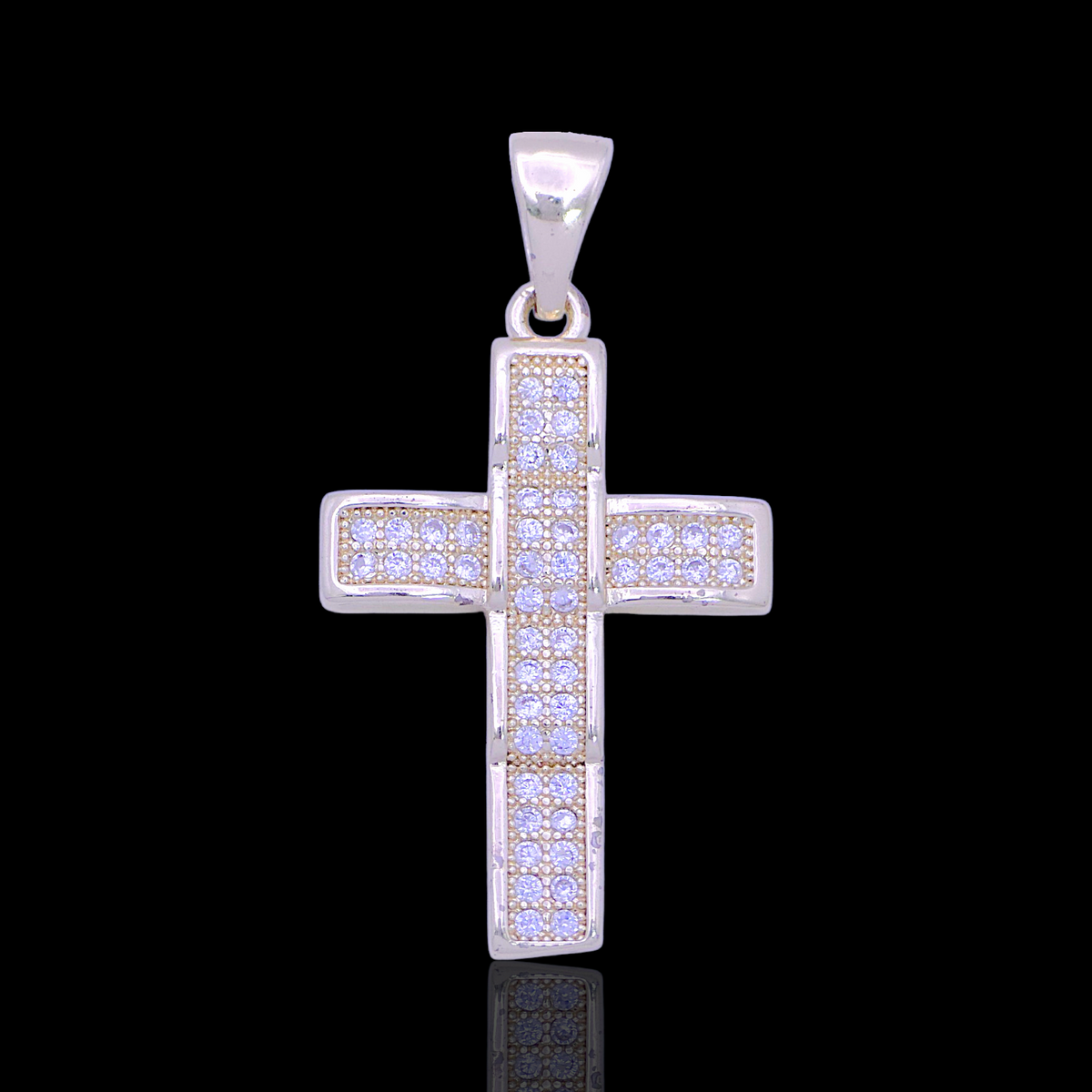Oro Laminado Gold Filled Pave Sanctuary Cross CZ Pendant