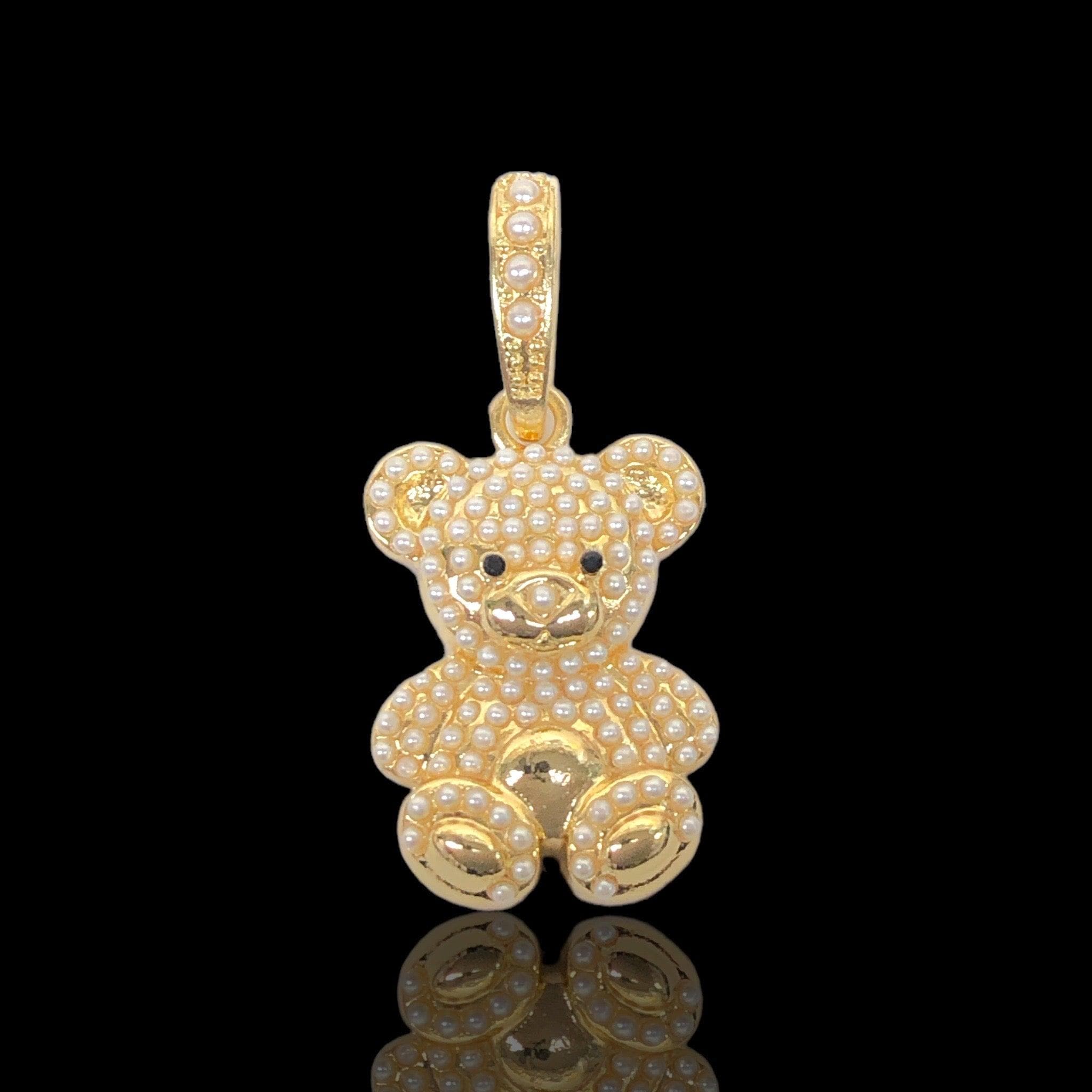 Oro Laminado Gold Filled Pearly Teddy Bear Pendant