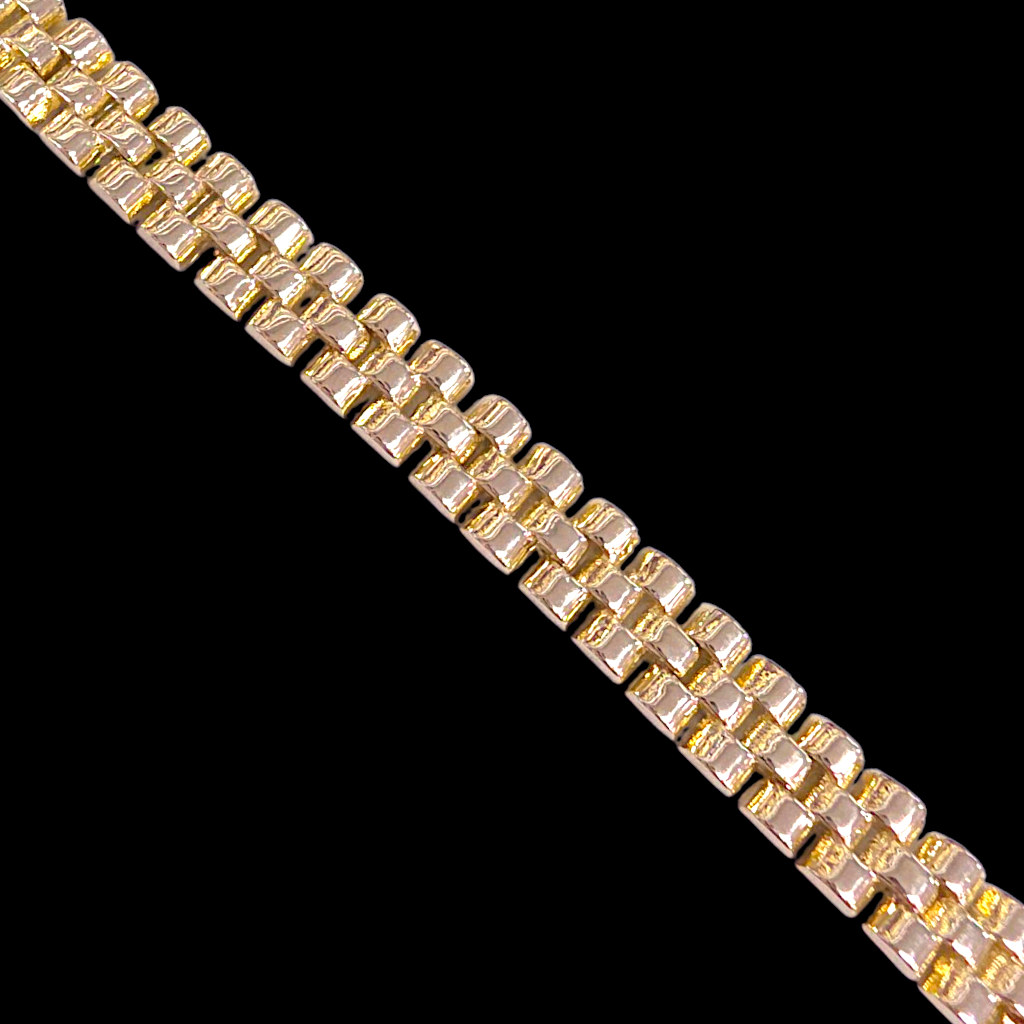 Oro Laminado Gold Filled Petite Swiss Rolx Chain Bracelet