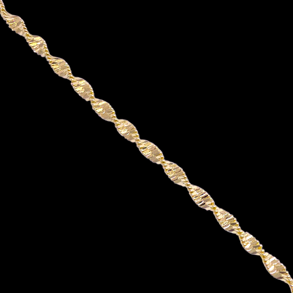 Oro Laminado Gold Filled Petite Woven Spirl Chain Bracelet 