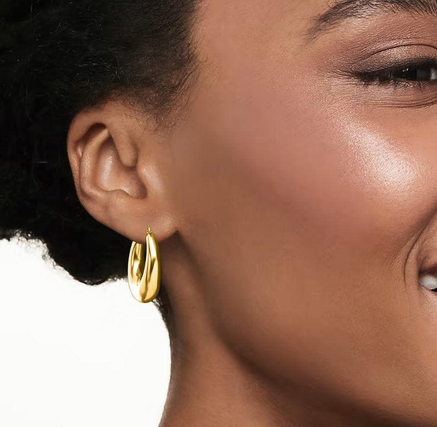 Oro Laminado Gold Filled Polished Round Puff Hoop Earrings