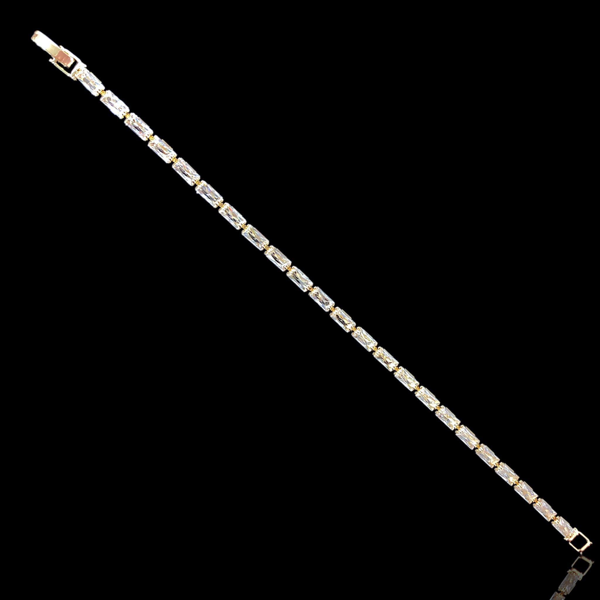 18k Gold Filled Princess Cut CZ Bracelet- kuania oro laminado
